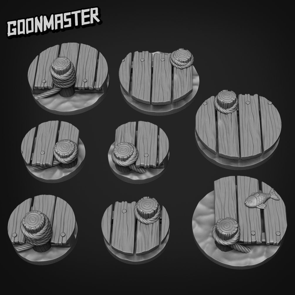 Pier Bases - Goonmaster |  Miniature | Wargaming | Roleplaying Games | 32mm | Dock | Shipyard