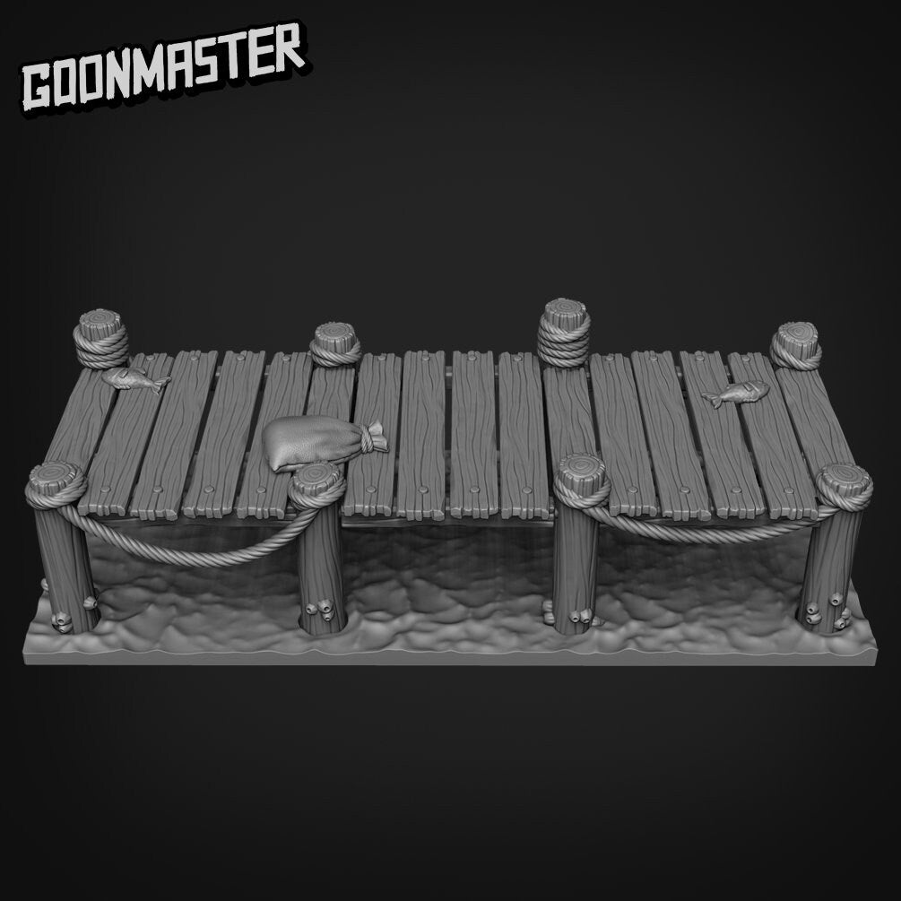 Dock Diorama - Goonmaster | Corgi Collective  Miniature | Pathfinder | Wargaming | Roleplaying Games | 32mm | Shark Berserker