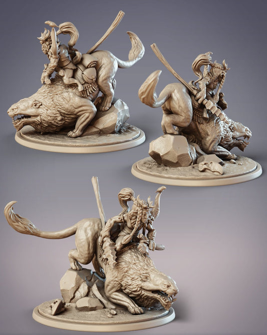 Ariche Stalker Berke, Tribal Beast Rider - CobraMode | Miniature | Wargaming | Roleplaying Games | 32mm | 54mm