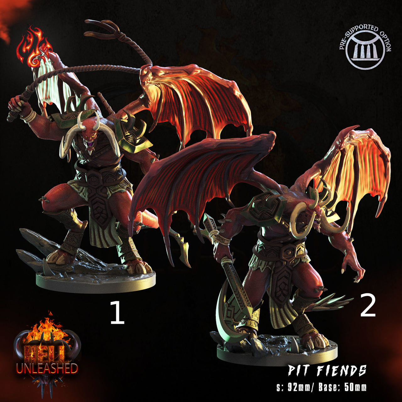 Pit Fiends - Crippled God Foundry | Hell Unleashed  | 32mm | Demon | Chaos | Blood | General | Champion