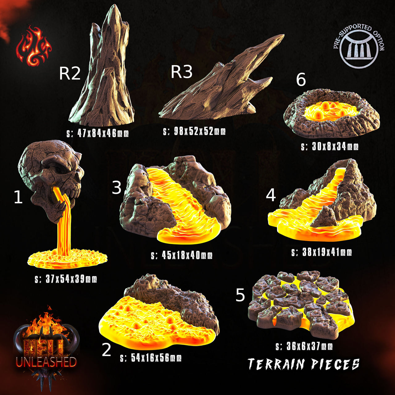 Lava Terrain and Rock Formations - Crippled God Foundry | Hell Unleashed  | 32mm | Demon | Chaos