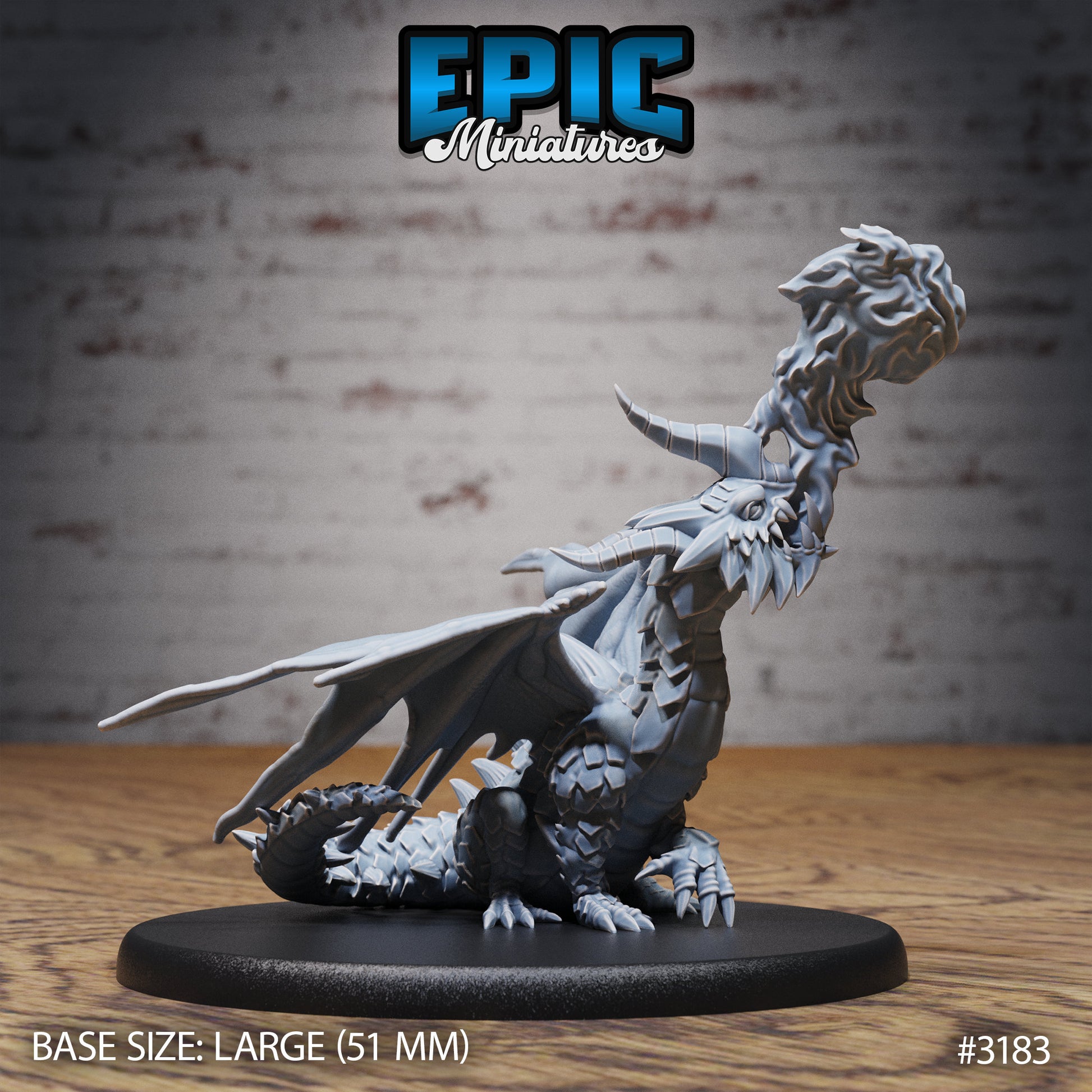 Young Horn Dragon - Epic Miniatures | 28mm | 32mm | PC | Black | Drake | Hatchling