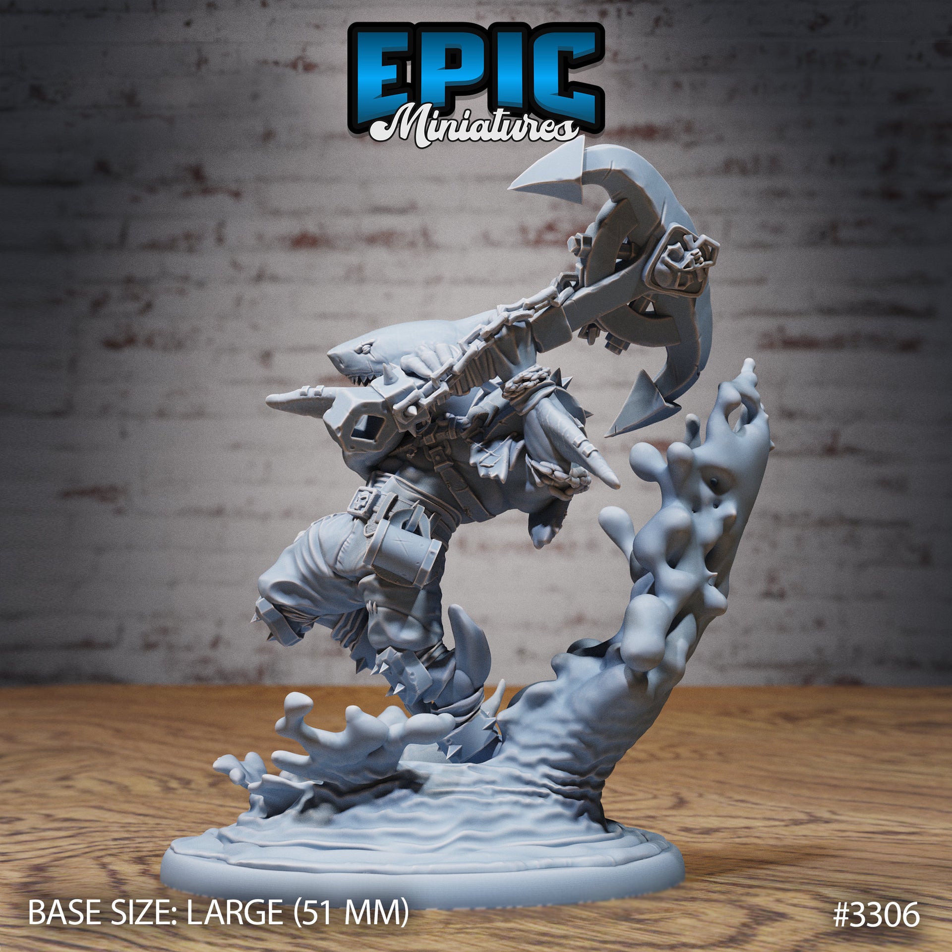 Shark Folk Anchor Pirate - Epic Miniatures | 32mm | Pirate Scourge | Sharkin | Brawler | Champion