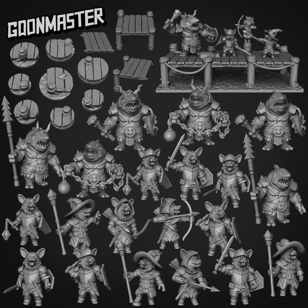 Dock Diorama - Goonmaster | Corgi Collective  Miniature | Pathfinder | Wargaming | Roleplaying Games | 32mm | Shark Berserker