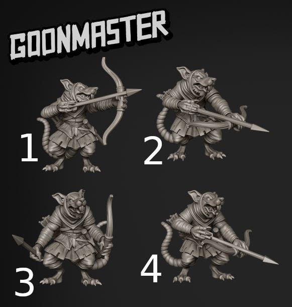 Rat Archer - Goonmaster | Miniature | Mighty Meerkat  | Wargaming | Roleplaying Games | 32mm | Soldier | Mercenary | Warband