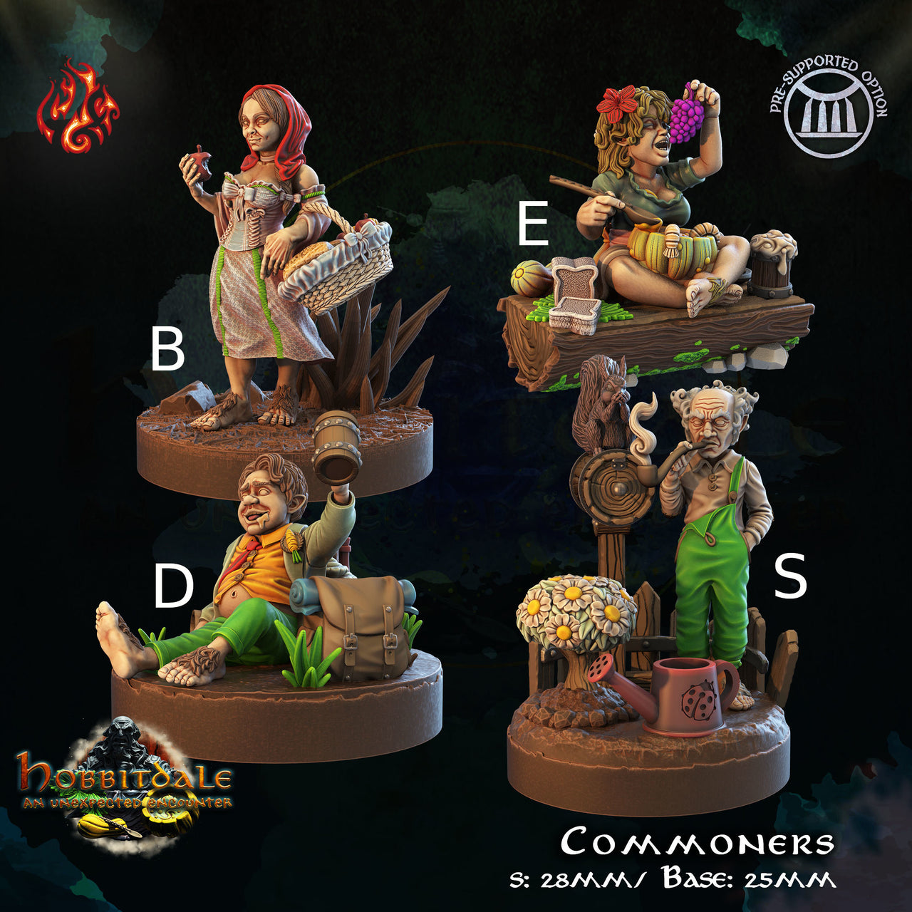 Commoners, Halfling Villagers - Crippled God Foundry | 32mm | Hill folk | Drunk | Pope | Eating