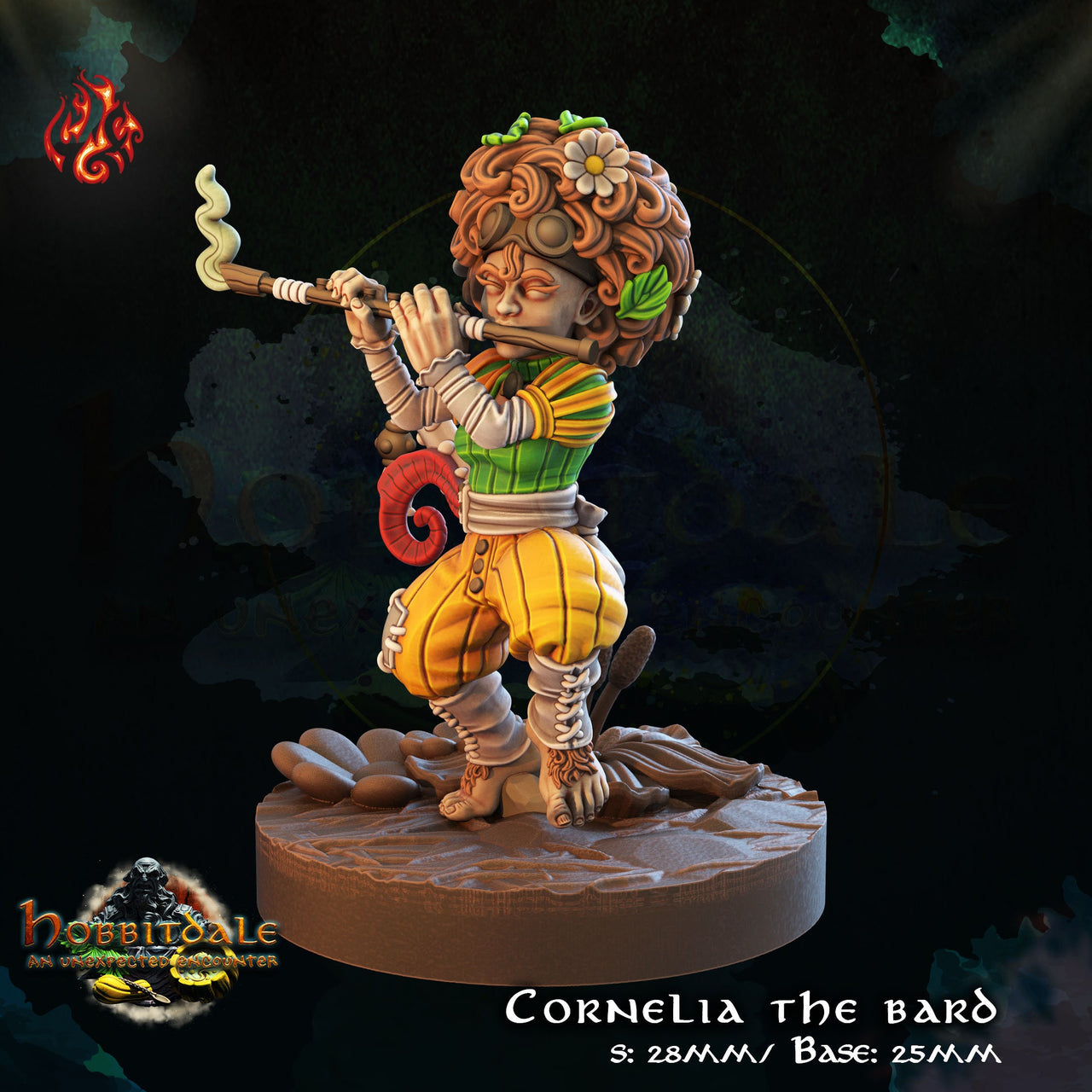Cornelia the Bard - Crippled God Foundry | 32mm | Hill folk | Halfling | Gnome | Flute | Prformer