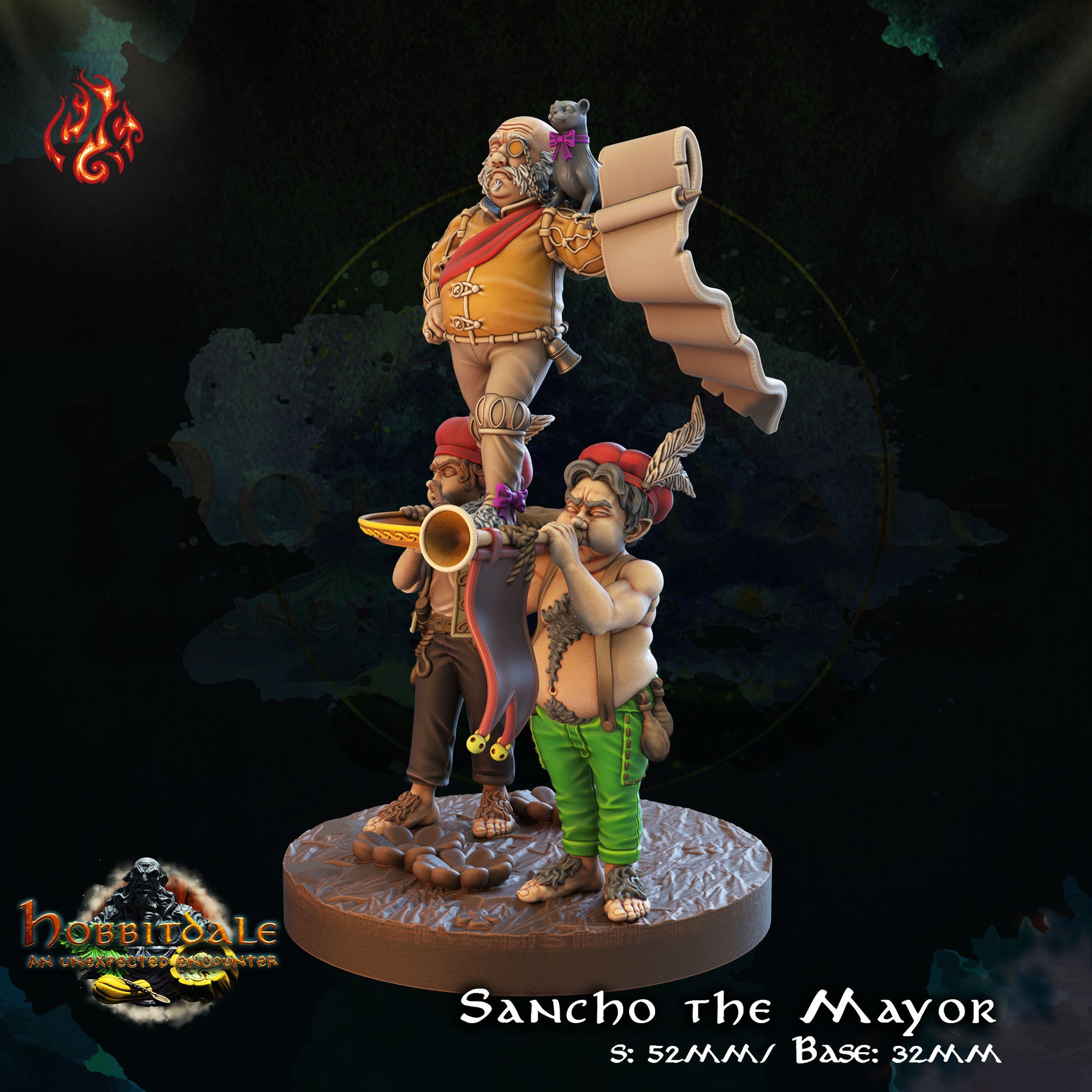 Sancho the Mayor - Crippled God Foundry | 32mm | Hill folk | Halfling | Trumpet | Scroll | Lord