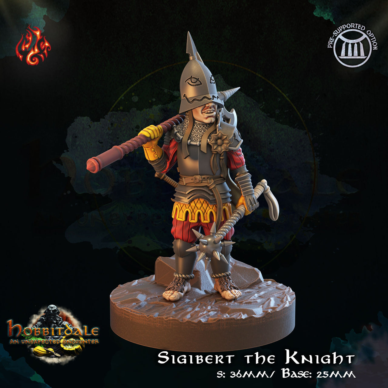 Sigibert the Knight - Crippled God Foundry | 32mm | Hill folk | Halfling | Gnome | Armor| Soldier