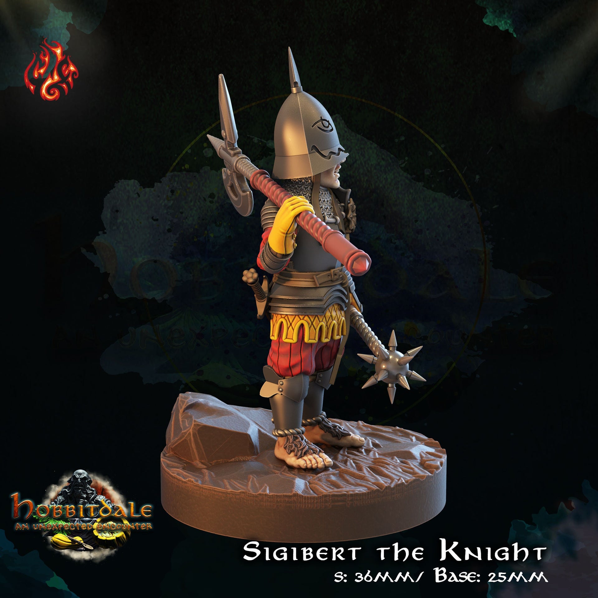 Sigibert the Knight - Crippled God Foundry | 32mm | Hill folk | Halfling | Gnome | Armor| Soldier