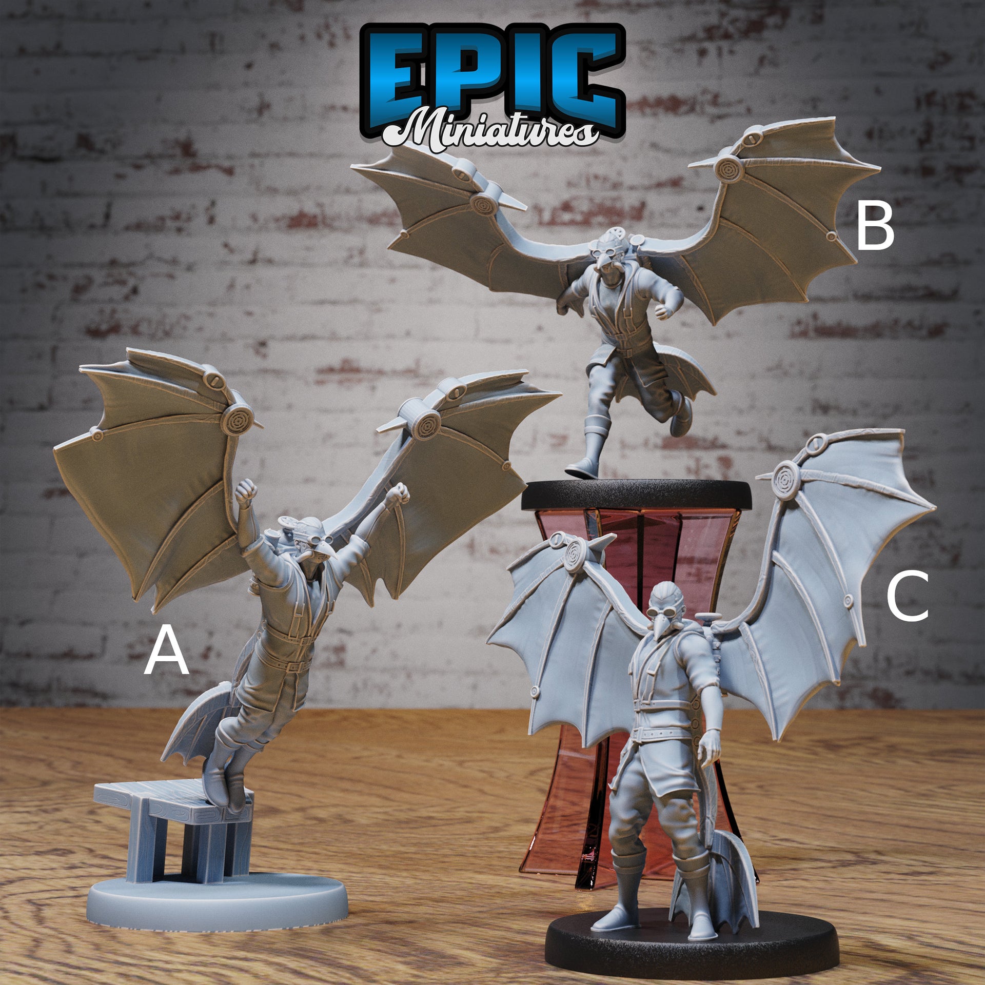 Winged Glider Pilot Levi - Epic Miniatures | Steam Inventions | 28mm | 32mm | PC | Bird | Steampunk | Scout | Inventor | Rocketeer