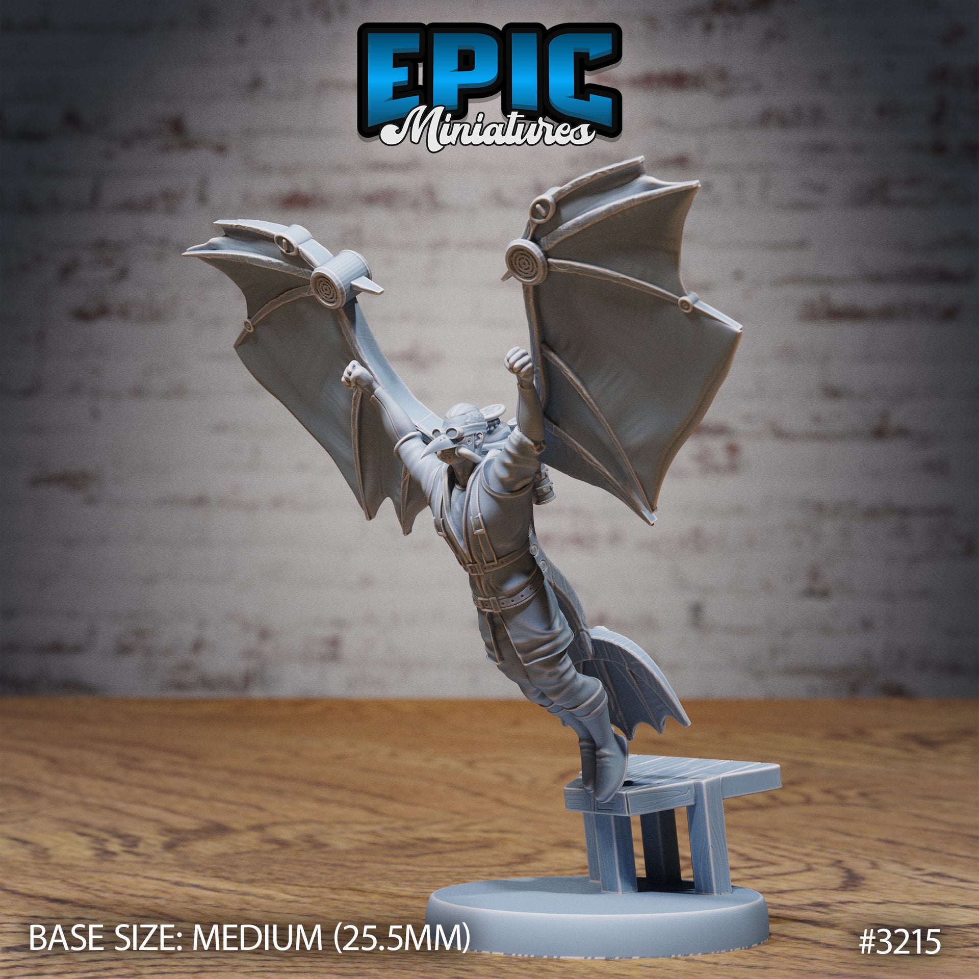 Winged Glider Pilot Levi - Epic Miniatures | Steam Inventions | 28mm | 32mm | PC | Bird | Steampunk | Scout | Inventor | Rocketeer