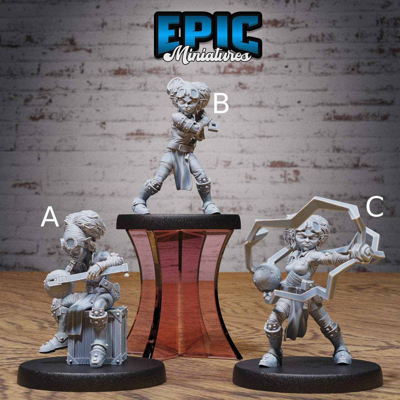 Gnome Tinkerer Female - Epic Miniatures | Steam Inventions | 28mm | 32mm | Steampunk | Engineer | Arcanist | Inventor