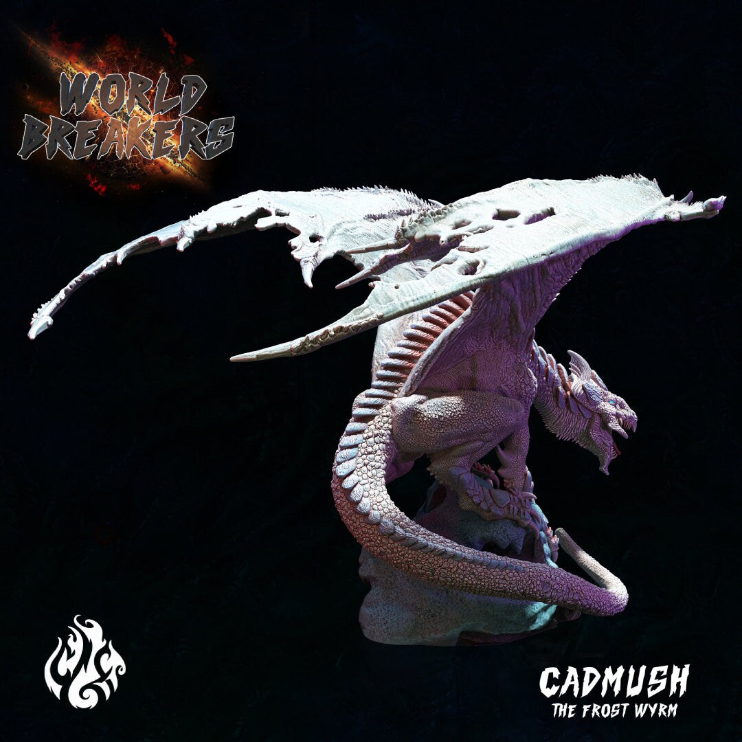 Cadmush the Frost Wyrm - Crippled God Foundry | 32mm | White Dragon | Drake | Ice | Gargantuan