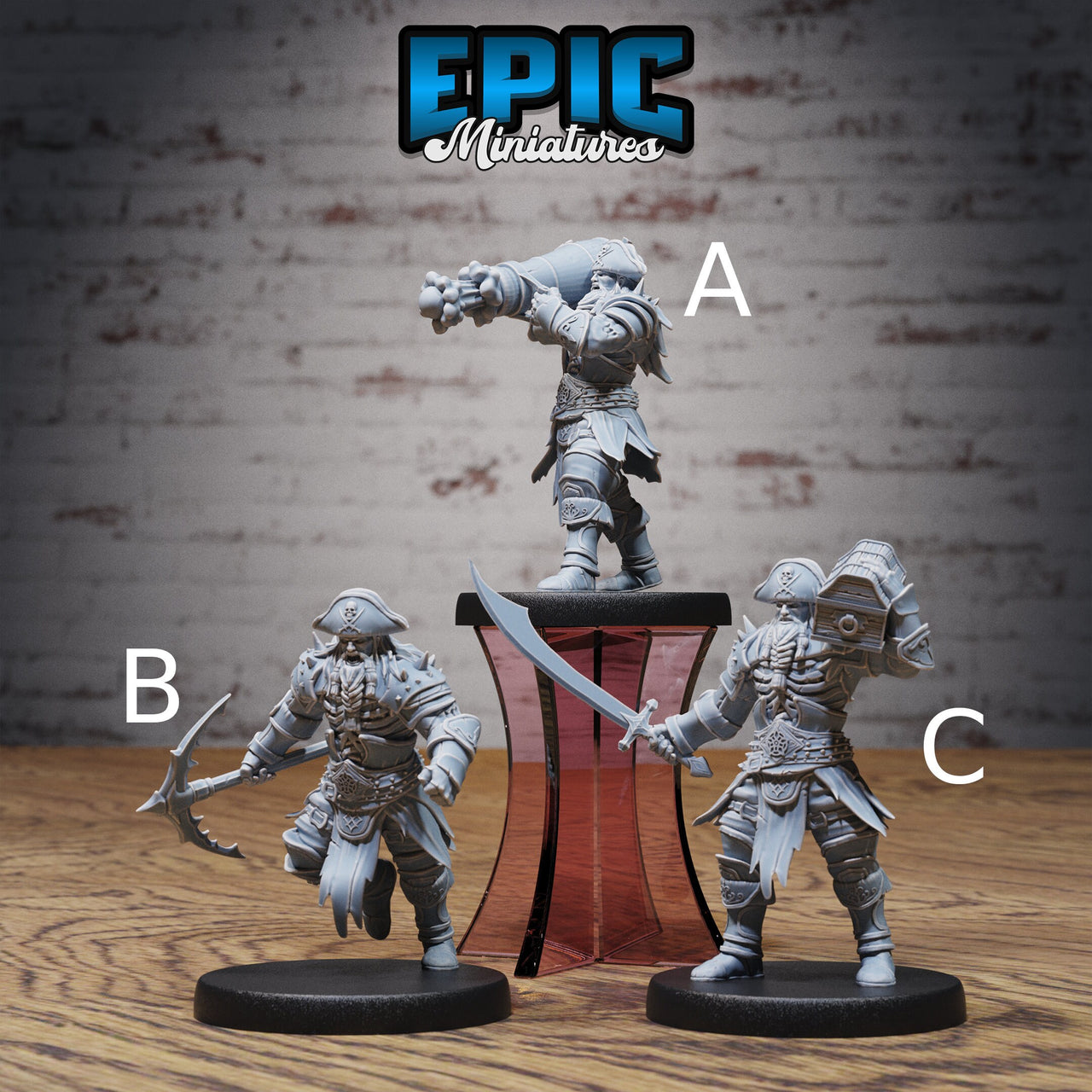Cursed Captain - Epic Miniatures | 32mm | Pirate Scourge |Commander | General | Cannon | Anchor | Treasure