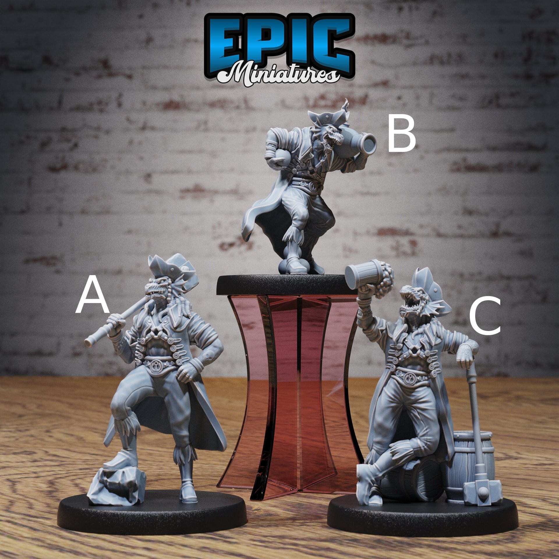 Dragonborn Pirate - Epic Miniatures | 32mm | Pirate Scourge | Captain | Swashbuckler | Rogue | Lizardfolk