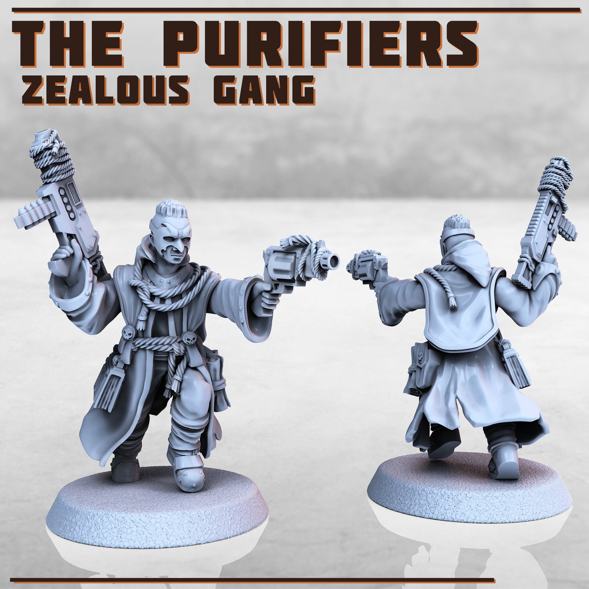 Purifiers Gang, Scifi Cultists - Print Minis | Sci Fi | Light Infantry | 28mm Heroic | Wastland | Apocalypse | Imperial | Rogue