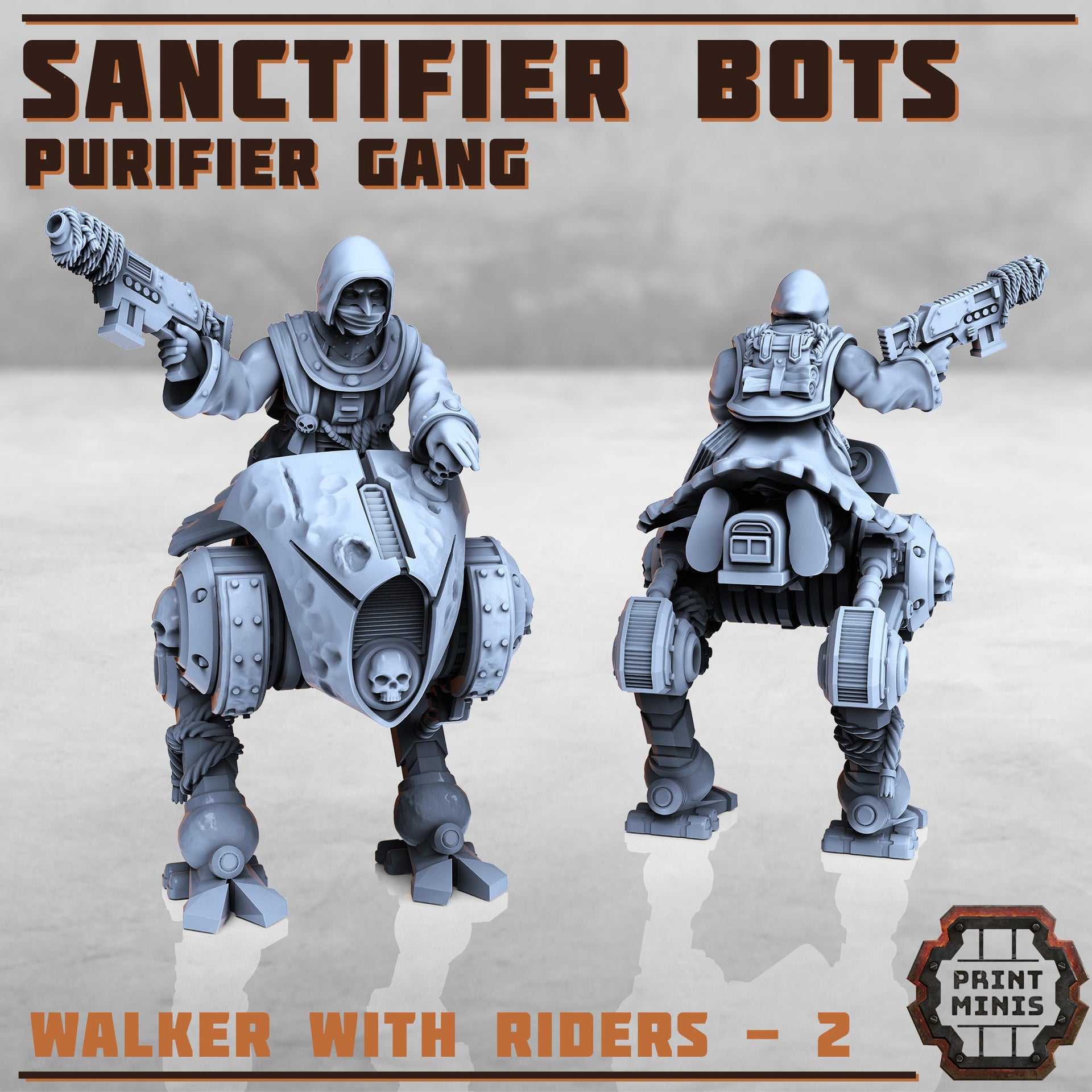 Sanctifier Bot Riders, Scifi Cultists - Print Minis | Sci Fi | Light Infantry | 28mm Heroic | Wasteland | Apocalypse | Imperial | Rogue