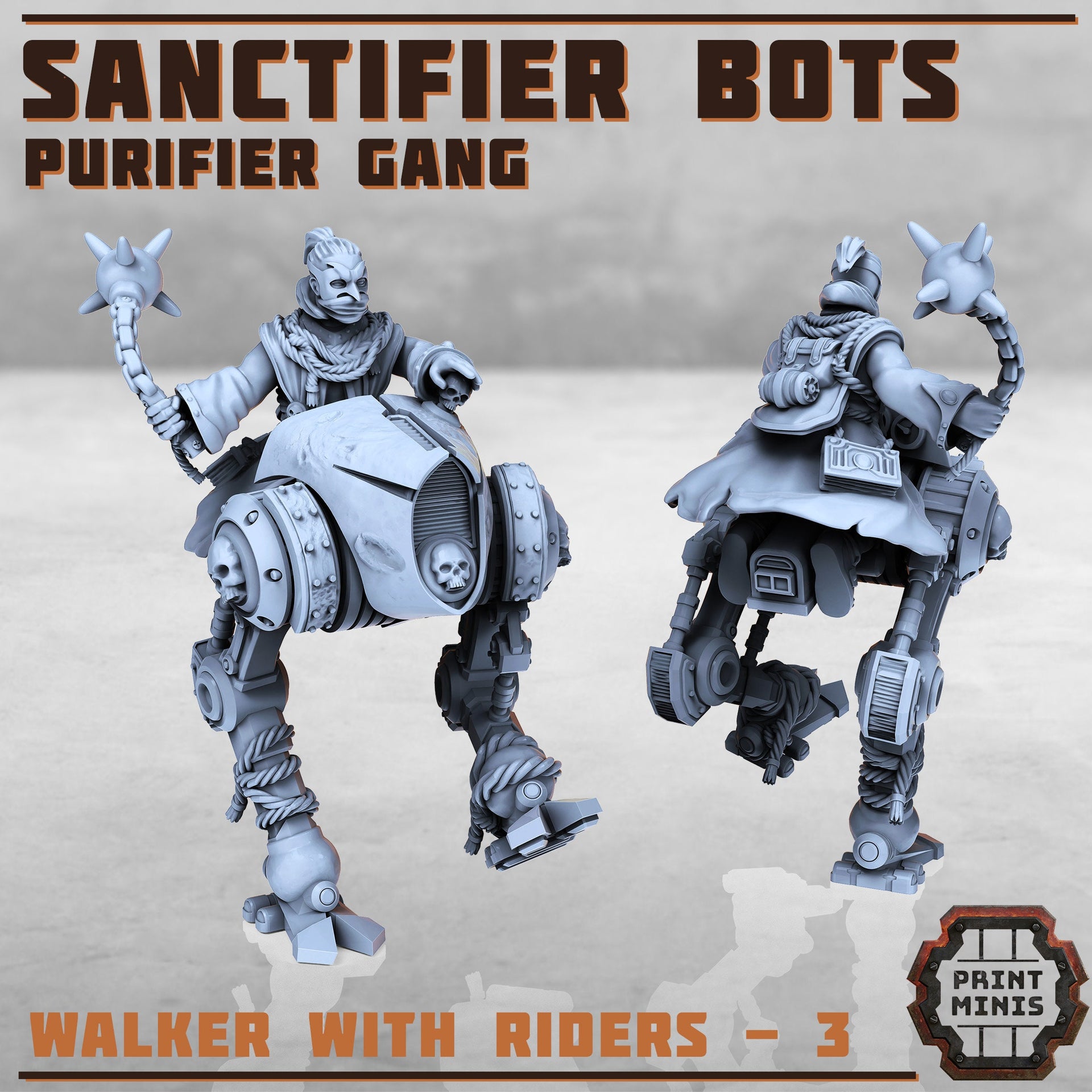 Sanctifier Bot Riders, Scifi Cultists - Print Minis | Sci Fi | Light Infantry | 28mm Heroic | Wasteland | Apocalypse | Imperial | Rogue