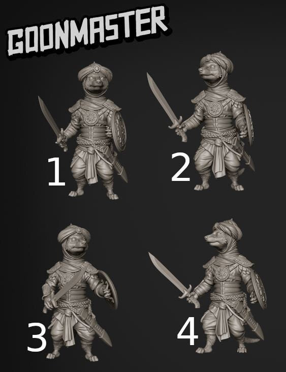 Meerkat Swordsman - Goonmaster | Miniature | Mighty Meerkat  | Wargaming | Roleplaying Games | 32mm | Soldier | Mercenary | Warband