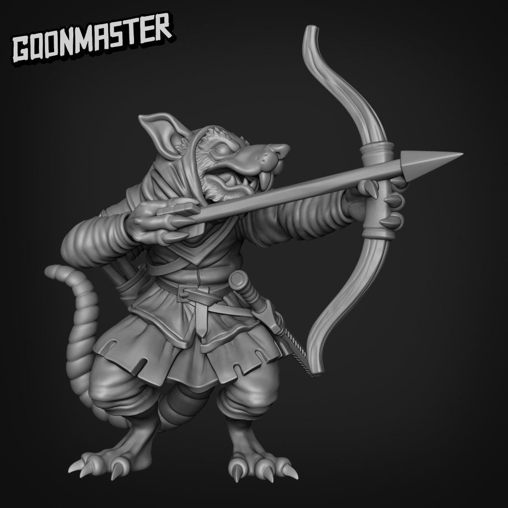 Rat Archer - Goonmaster | Miniature | Mighty Meerkat  | Wargaming | Roleplaying Games | 32mm | Soldier | Mercenary | Warband
