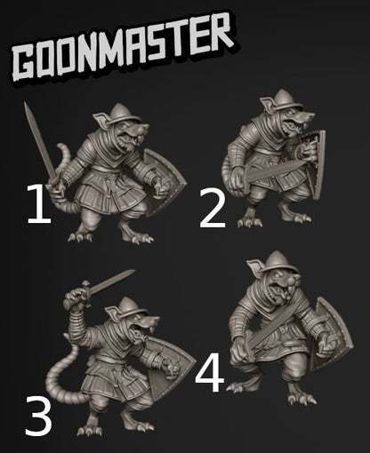 Rat Soldier - Goonmaster | Miniature | Mighty Meerkat  | Wargaming | Roleplaying Games | 32mm | Soldier | Mercenary | Warband