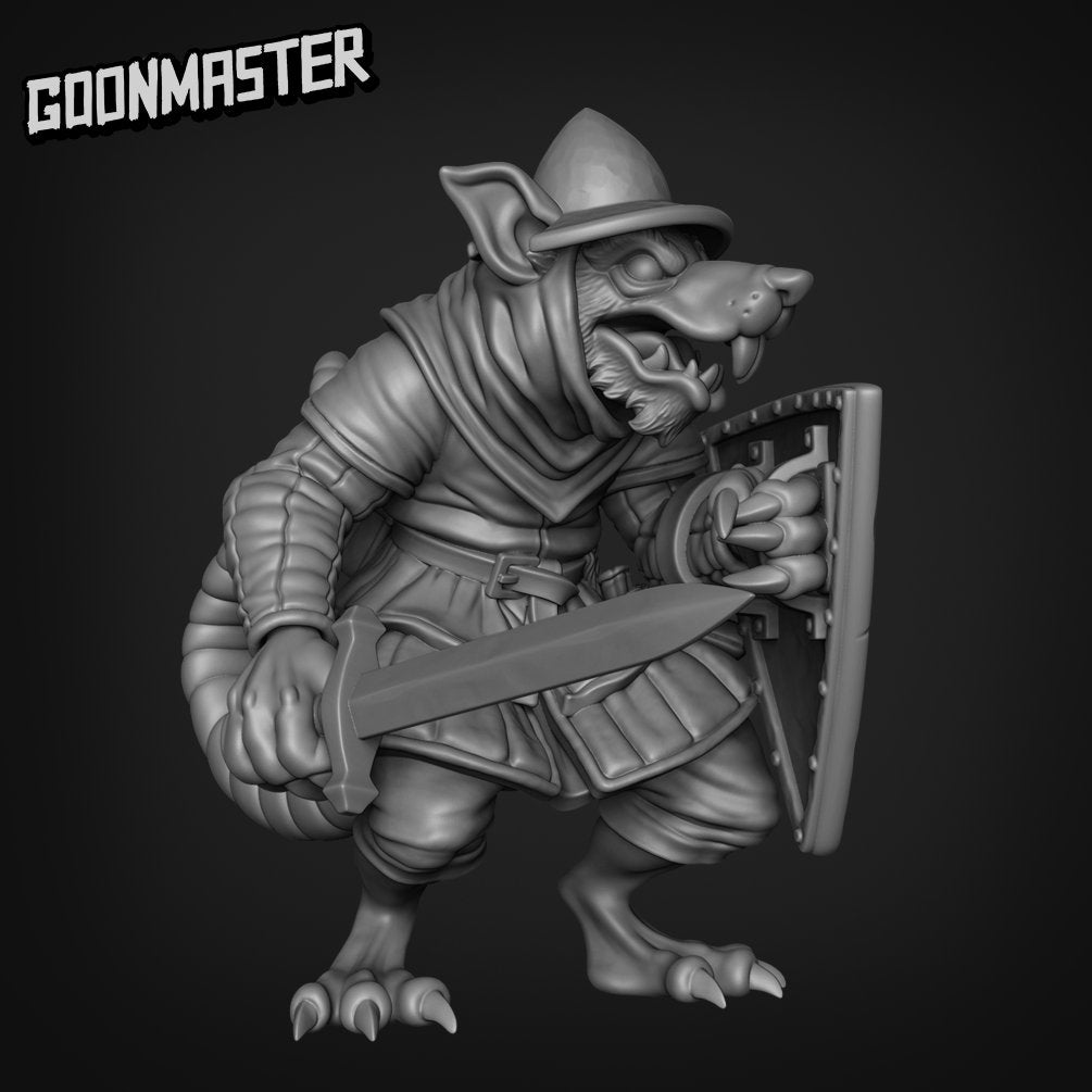 Rat Soldier - Goonmaster | Miniature | Mighty Meerkat  | Wargaming | Roleplaying Games | 32mm | Soldier | Mercenary | Warband