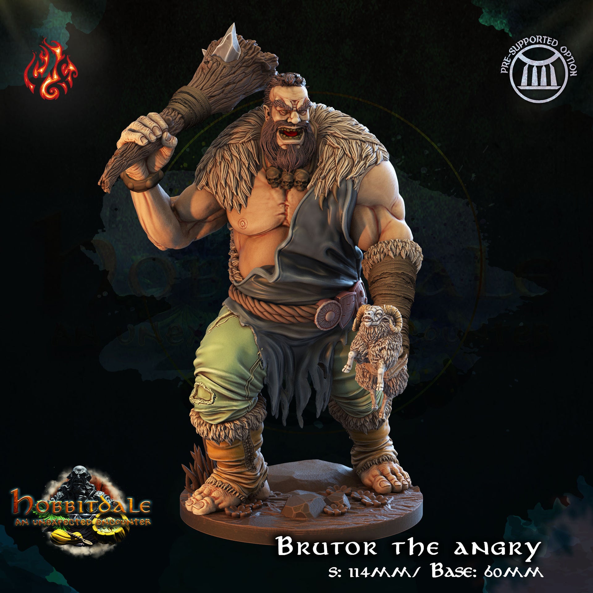 Brutor the Angry, Hill Giant - Crippled God Foundry | 32mm | Ogre | Ram | Club