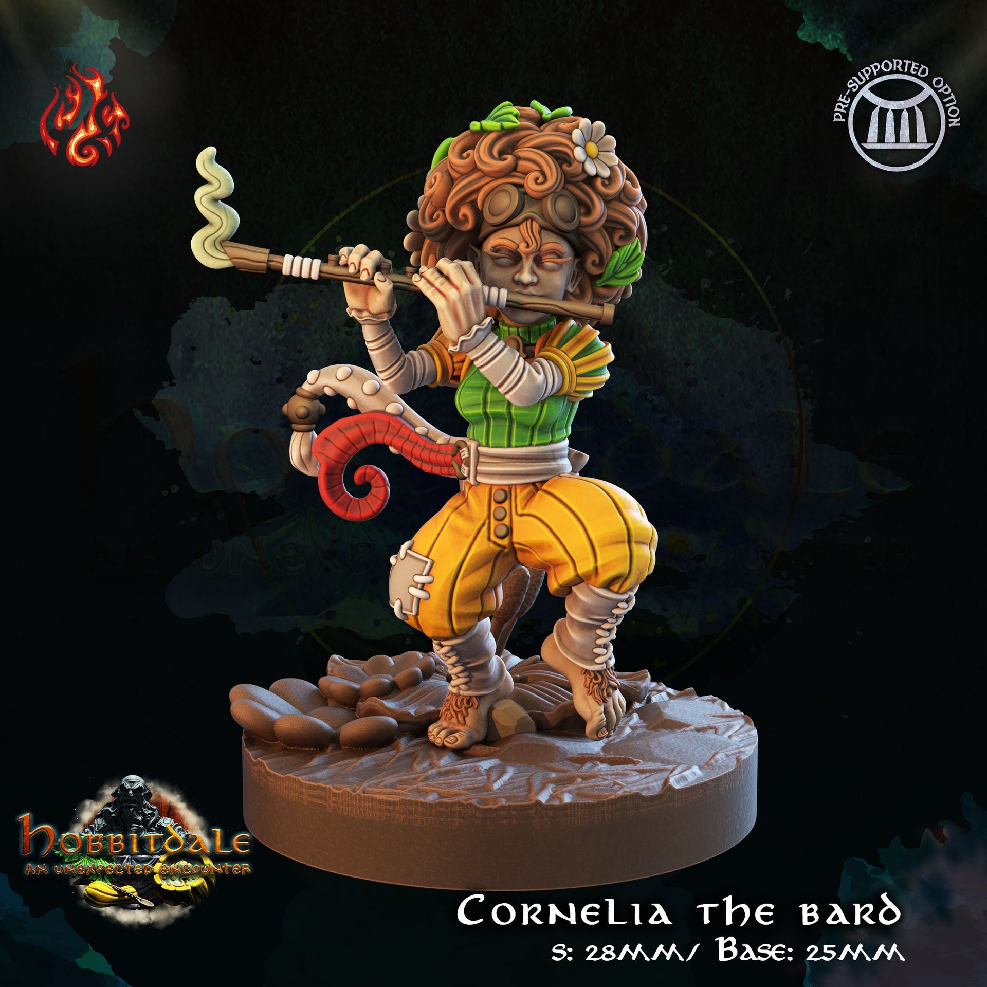 Cornelia the Bard - Crippled God Foundry | 32mm | Hill folk | Halfling | Gnome | Flute | Prformer