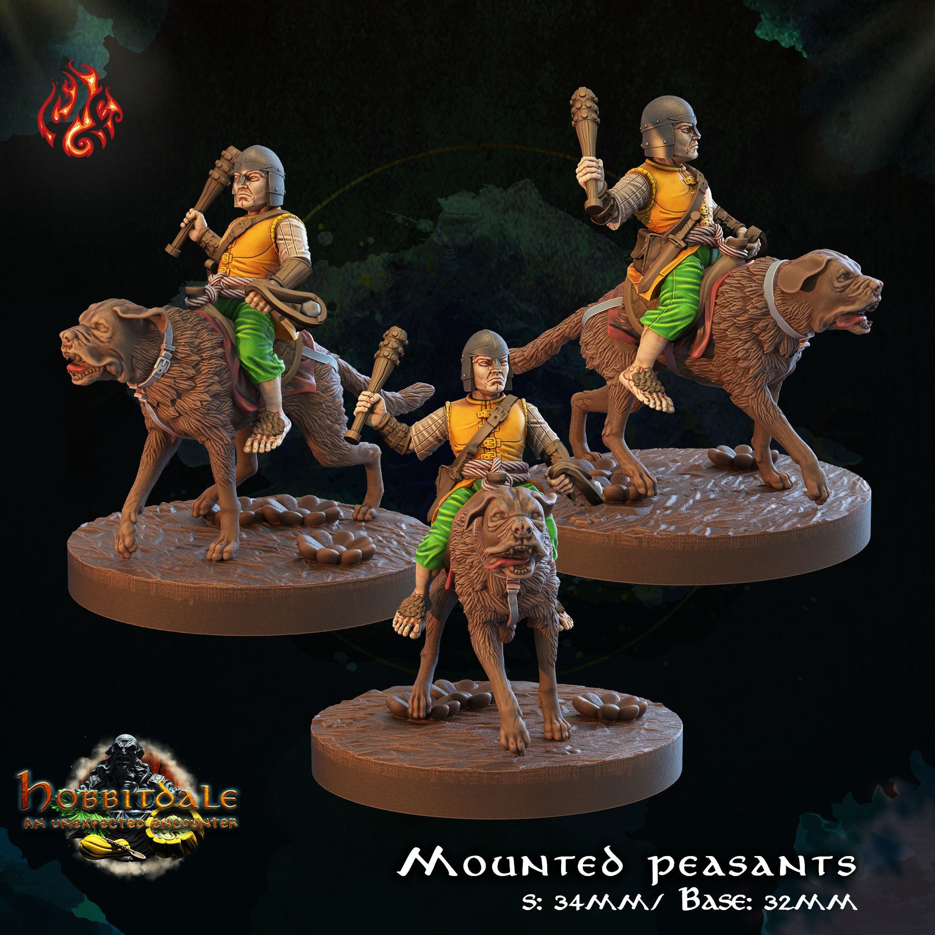 Mounted Peasants, Modular Halfling Villagers - Crippled God Foundry | 32mm | Hill folk | Militia | Warband