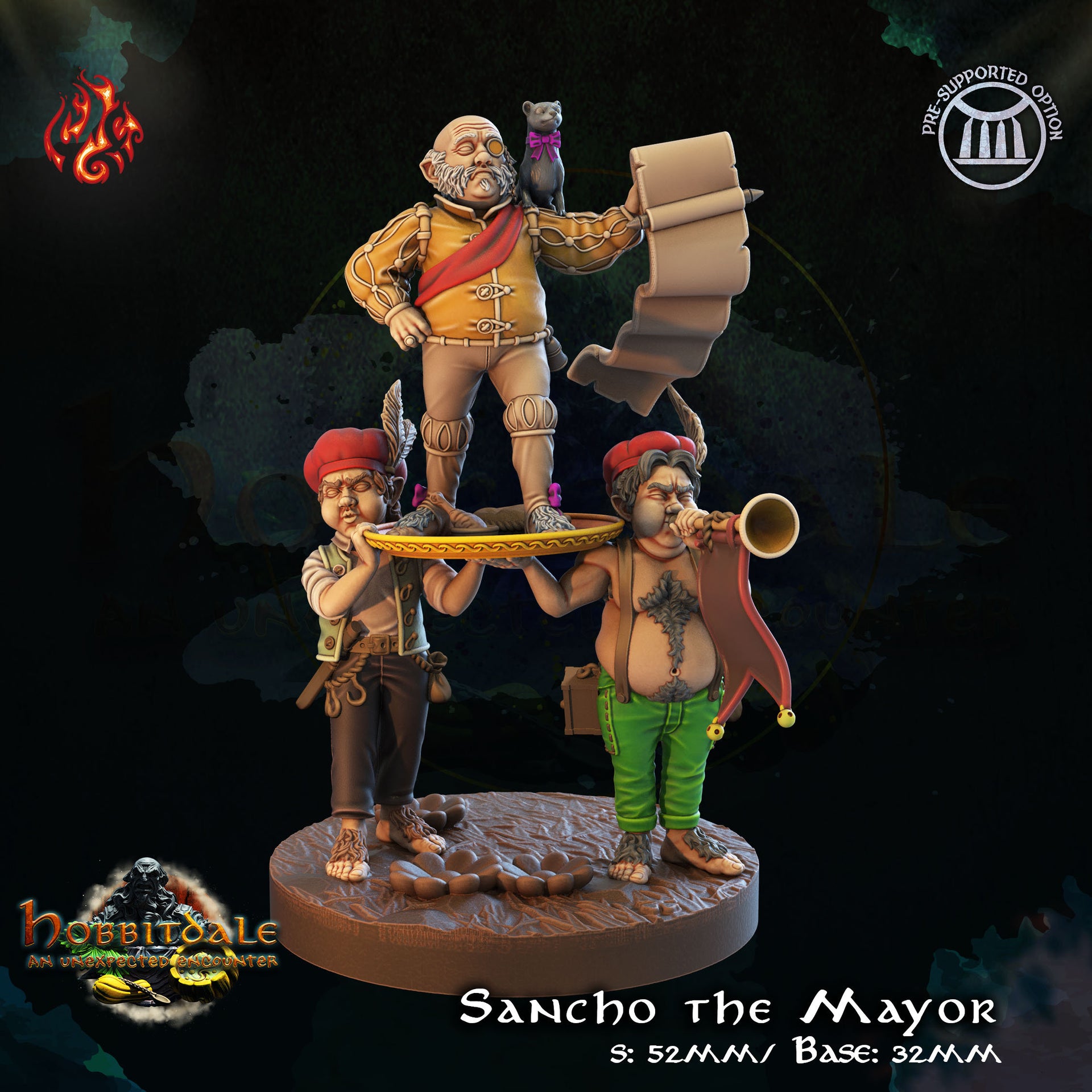 Sancho the Mayor - Crippled God Foundry | 32mm | Hill folk | Halfling | Trumpet | Scroll | Lord