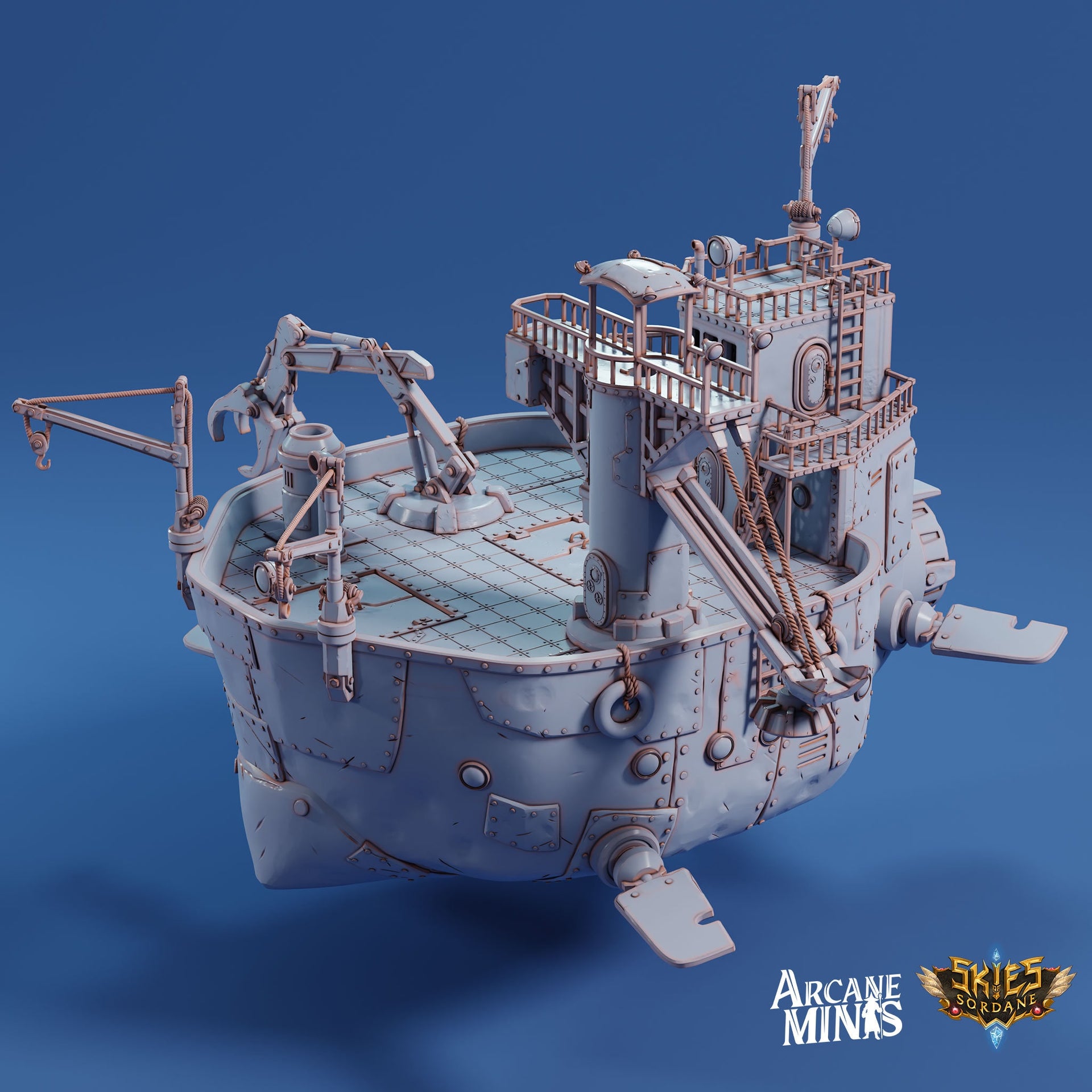 Beluga Junker Barge - Arcane Minis | 32mm | Destroyer | Airship | Pirate Ship | Scrap Yard | Salvage