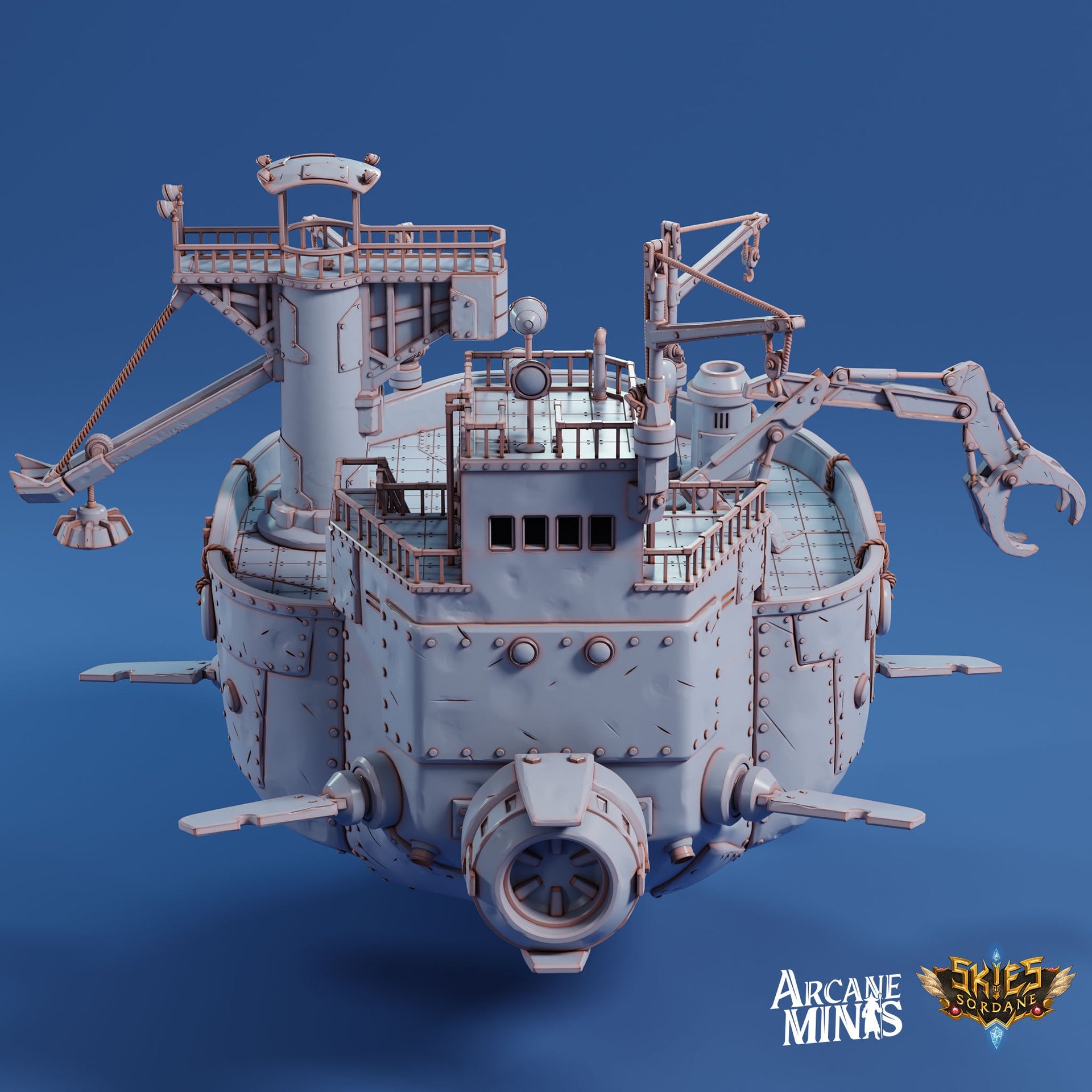 Beluga Junker Barge - Arcane Minis | 32mm | Destroyer | Airship | Pirate Ship | Scrap Yard | Salvage