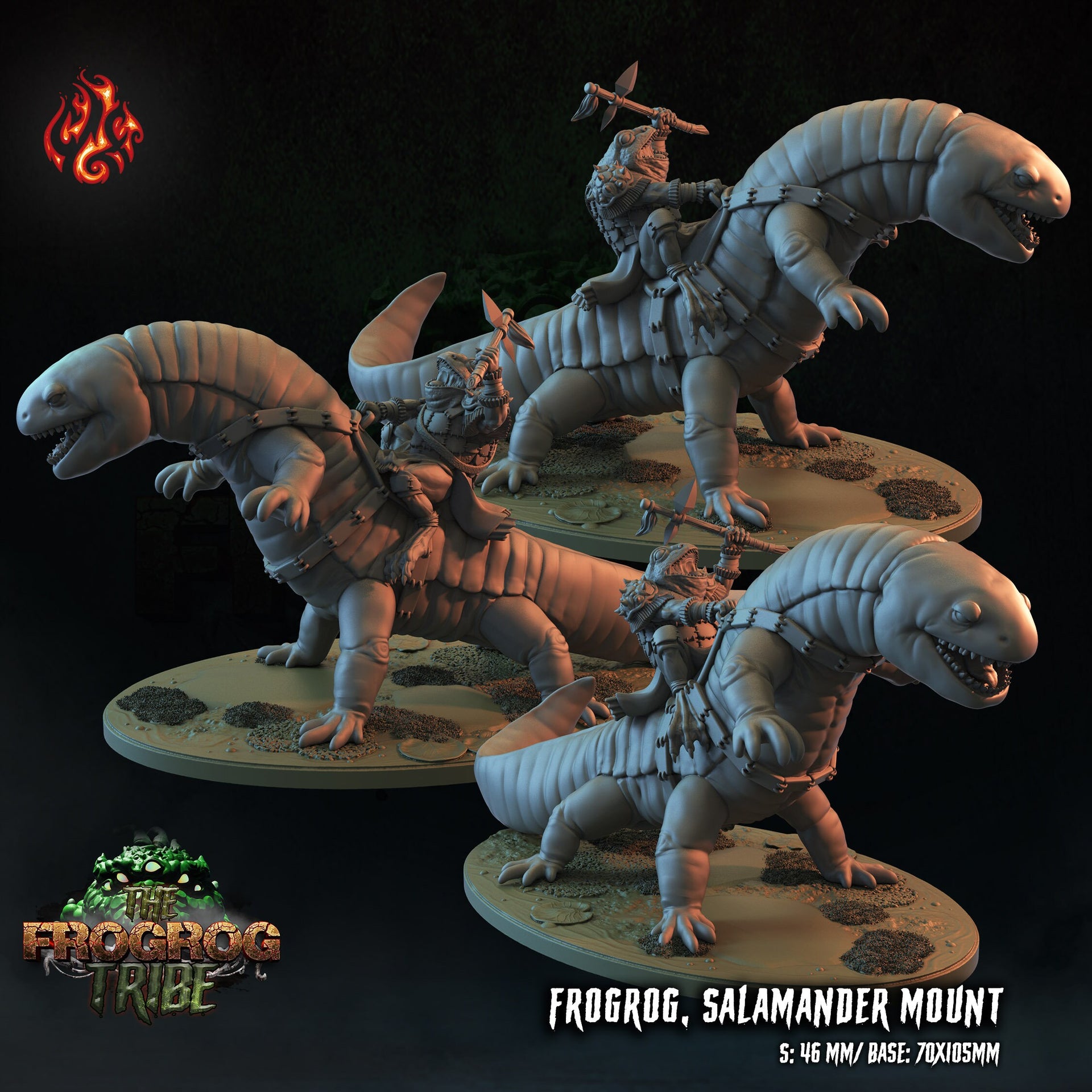 Frogrog Salamander mounts - Crippled God Foundry - Frogrog Tribe | D&D | 32mm | Lizardfolk | Toad | Frog | Cavalry