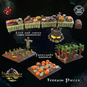 Halfling Farm Terrain - Crippled God Foundry | 32mm | Hill folk | Feast | Food and Tables | Farmlands | Pumpkins | Tomatoes | Carrots