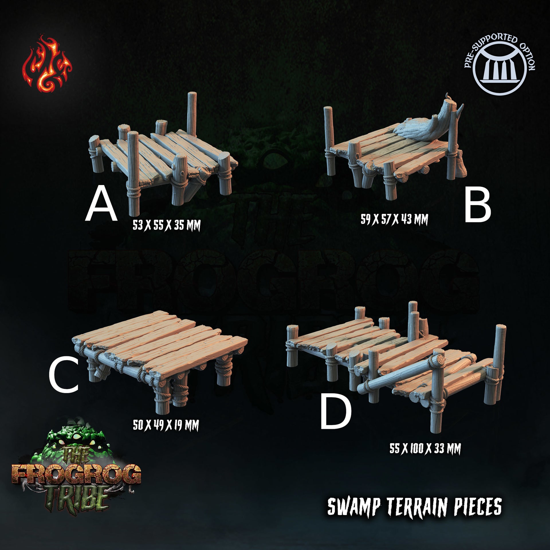 Swamp Platforms - Crippled God Foundry - Frogrog Tribe | D&D | 32mm | Dock | Bayou