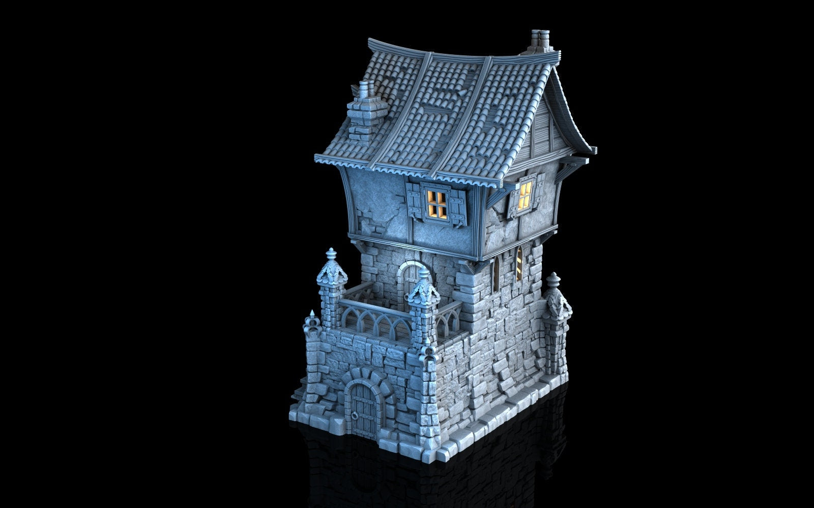Tombstone Residence - 3DP4U Medieval Town | Miniature | Wargaming | Roleplaying Games | 32mm | House | Playable | Filament | 3d printed