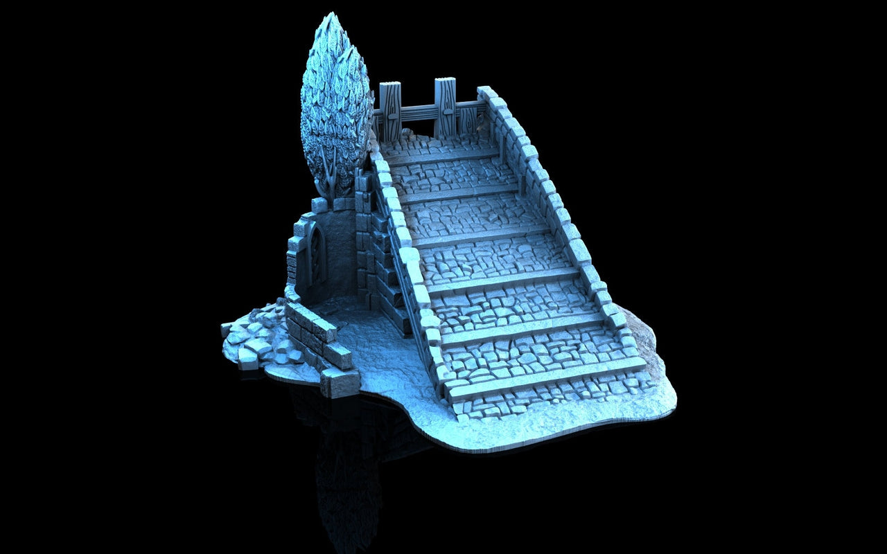 Bridge Half - 3DP4U Medieval Town | Miniature | Wargaming | Roleplaying Games | 32mm | Ruin | Playable | Filament | 3d printed