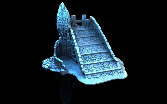 Bridge Half - 3DP4U Medieval Town | Miniature | Wargaming | Roleplaying Games | 32mm | Ruin | Playable | Filament | 3d printed