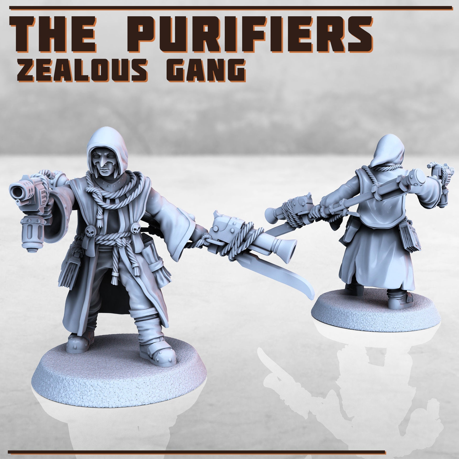 Purifiers Gang, Scifi Cultists - Print Minis | Sci Fi | Light Infantry | 28mm Heroic | Wastland | Apocalypse | Imperial | Rogue