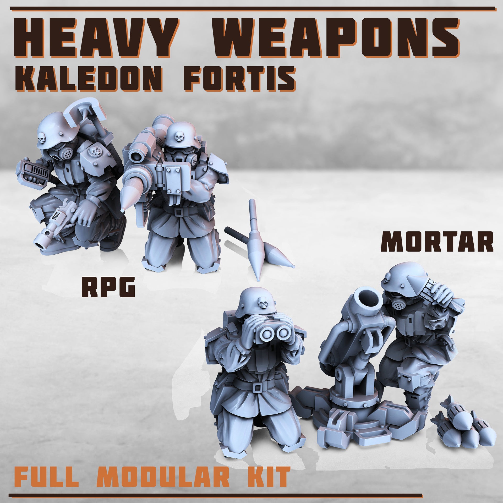 Kaledon Fortis Heavy Weapons Squad - Print Minis | Sci Fi | Light Infantry | Imperial | 28mm Heroic