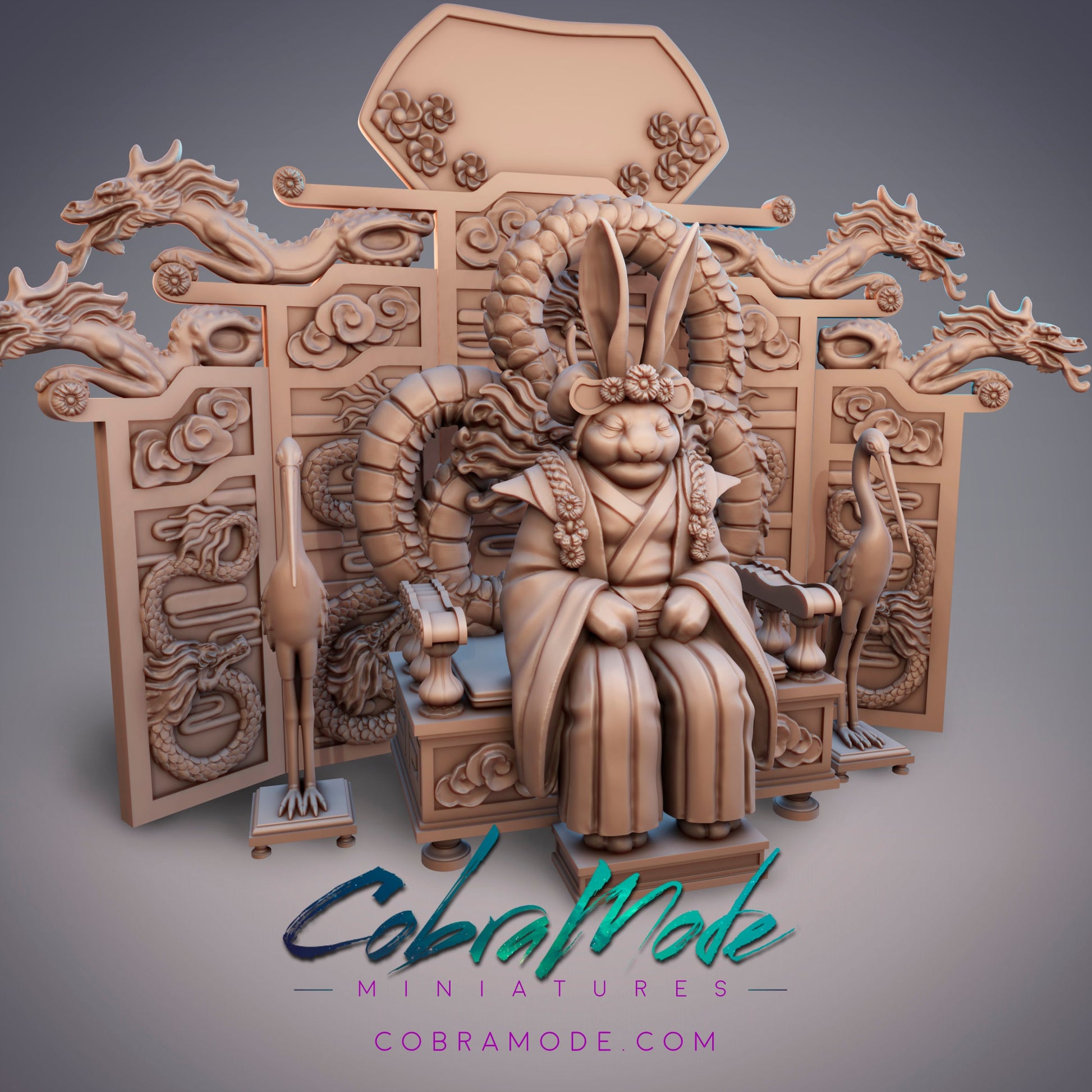 Guanghan Empress Moon Shadow, Rabbit Queen- CobraMode | Miniature | Wargaming | Roleplaying Games | 32mm | Throne
