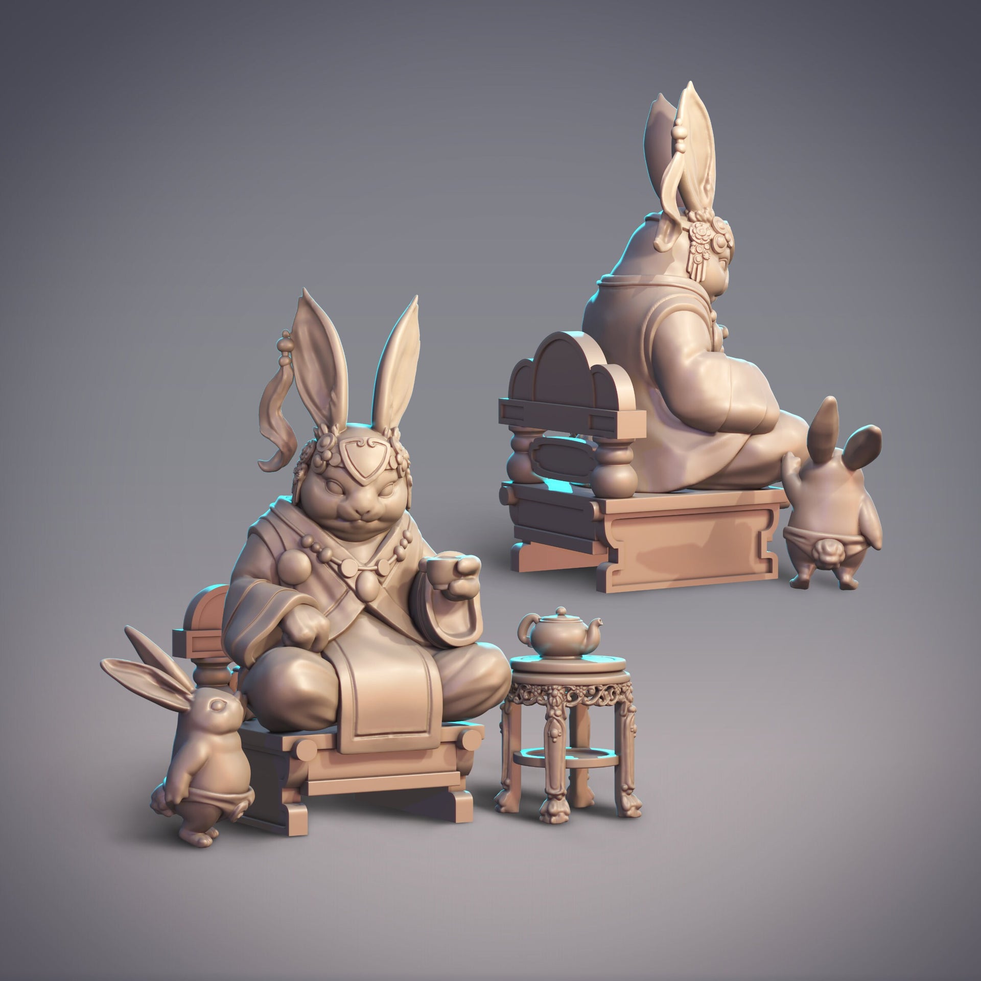 Guanghan Princess Dawn Clouds, Rabbit Empress - CobraMode | Miniature | Wargaming | Roleplaying Games | 32mm | Throne