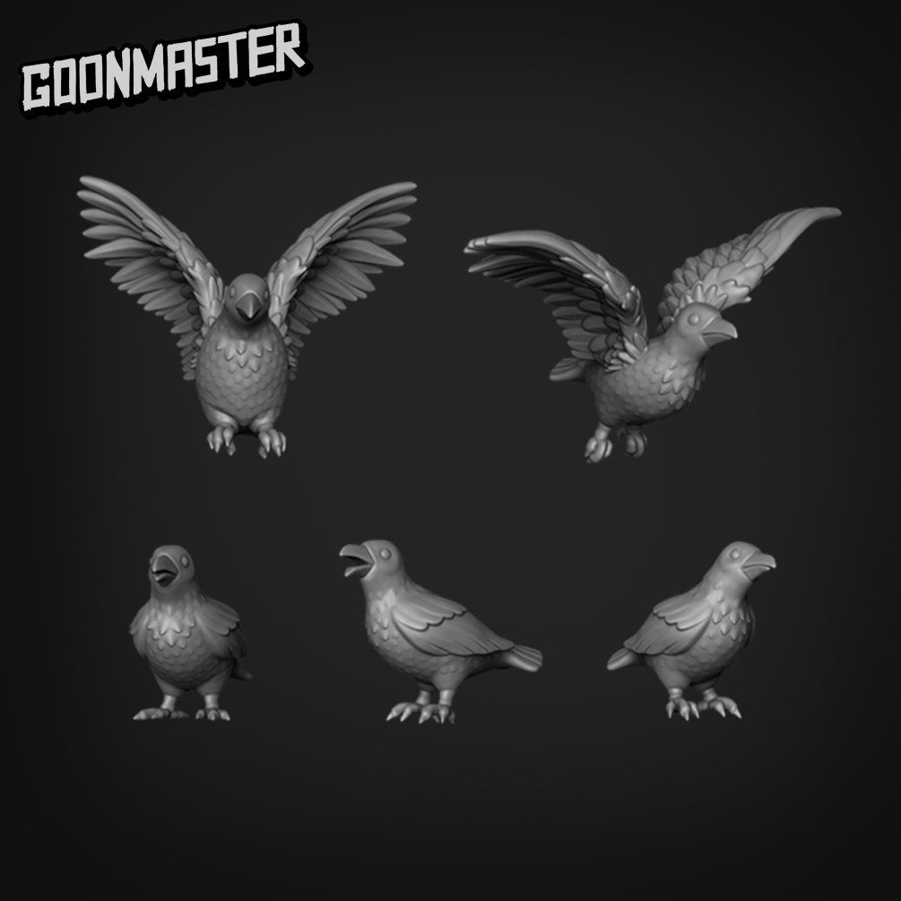 Birds - Goonmaster Basing Bits | Miniature | Wargaming | Roleplaying Games | 32mm | Basing Supplies | Crow | Raven
