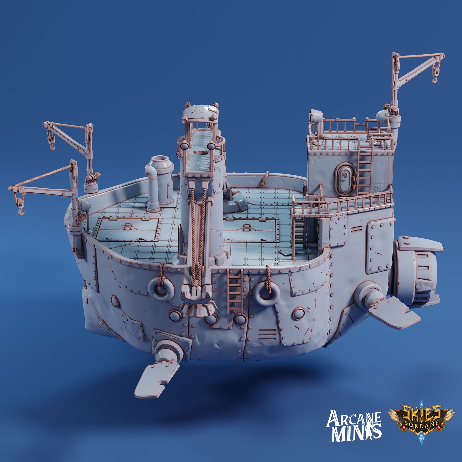 Beluga Junker Barge - Arcane Minis | 32mm | Destroyer | Airship | Pirate Ship | Scrap Yard | Salvage