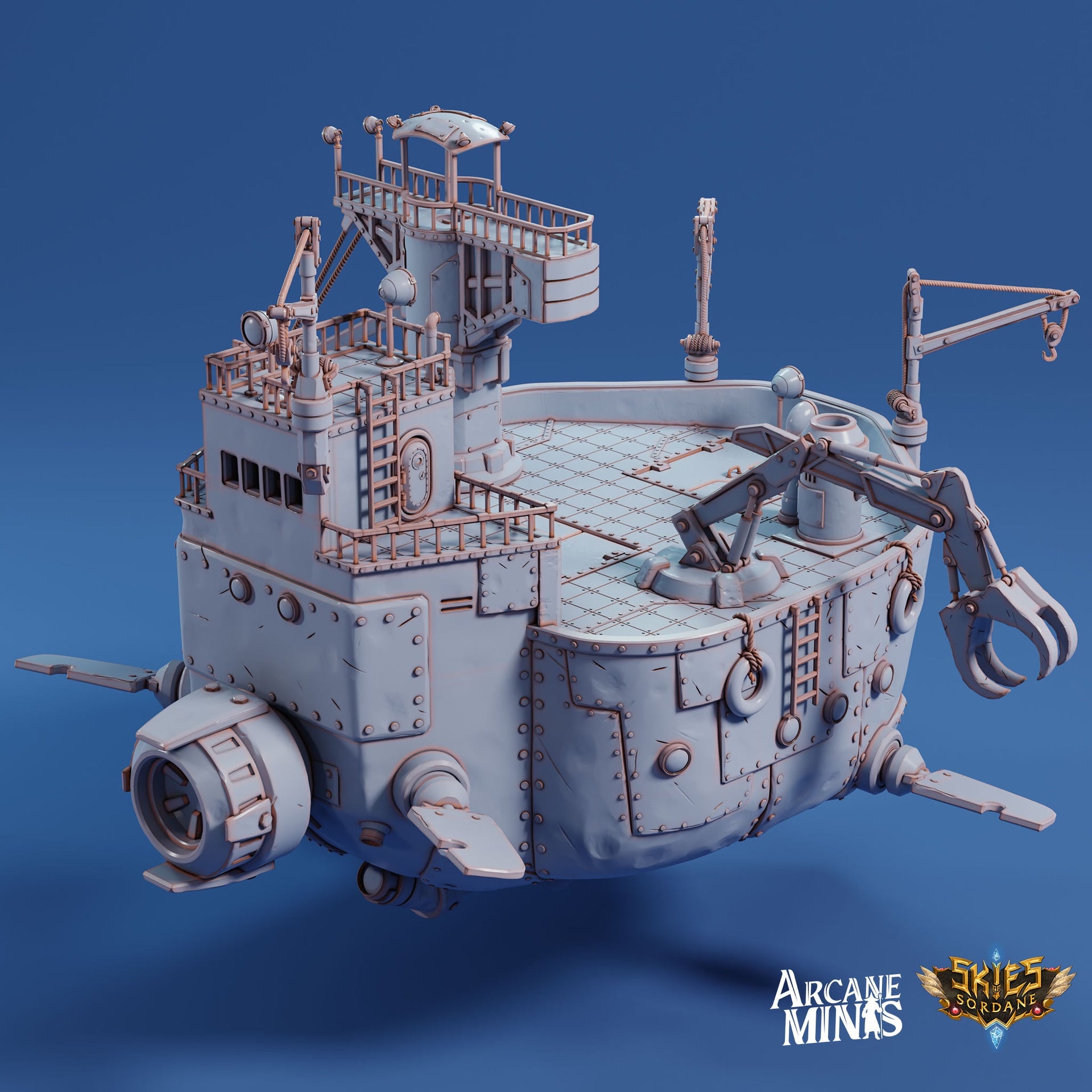 Beluga Junker Barge - Arcane Minis | 32mm | Destroyer | Airship | Pirate Ship | Scrap Yard | Salvage