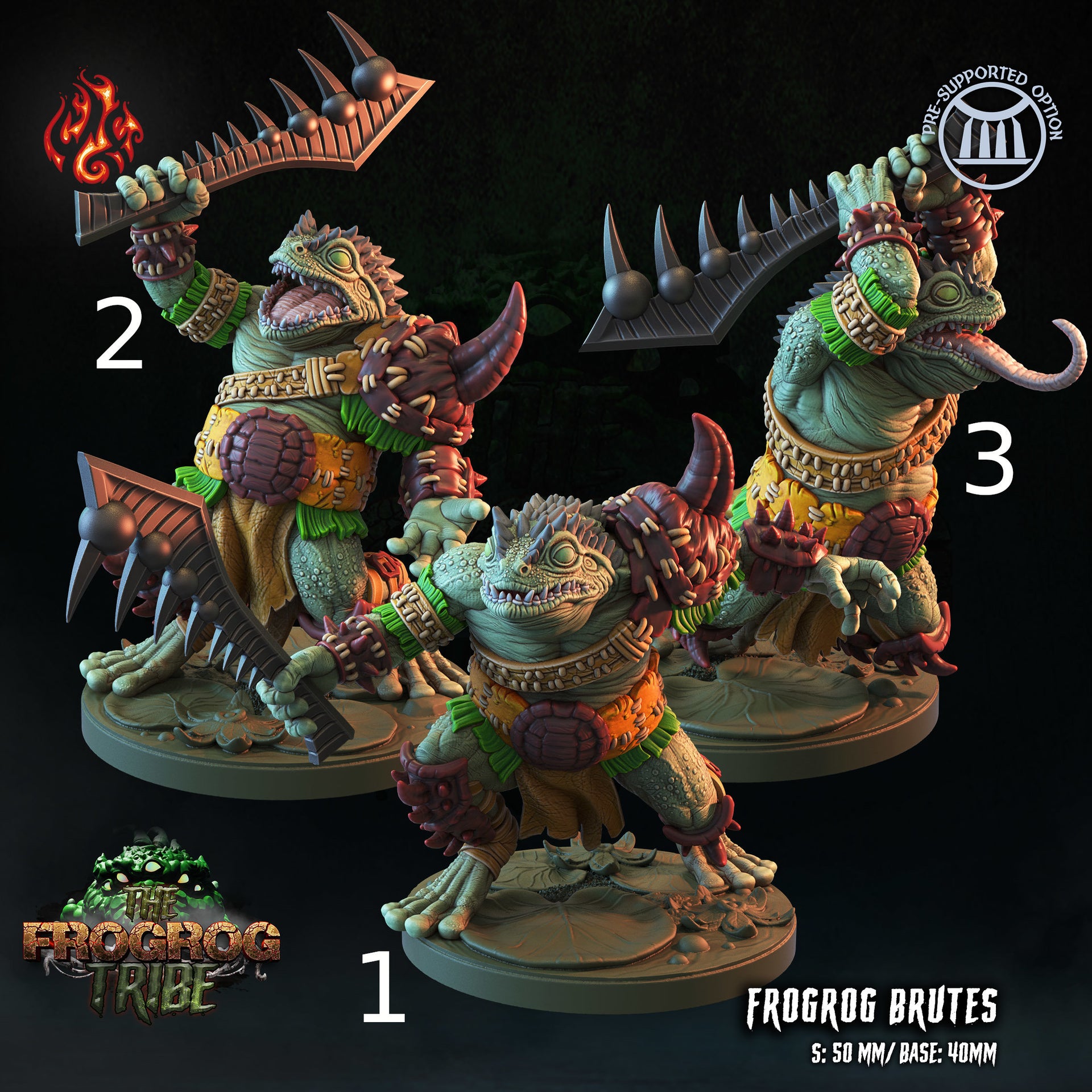 Frogfrog Brutes - Crippled God Foundry - Frogrog Tribe | D&D | 32mm | Lizardfolk | Toad | Frog | Barbarian