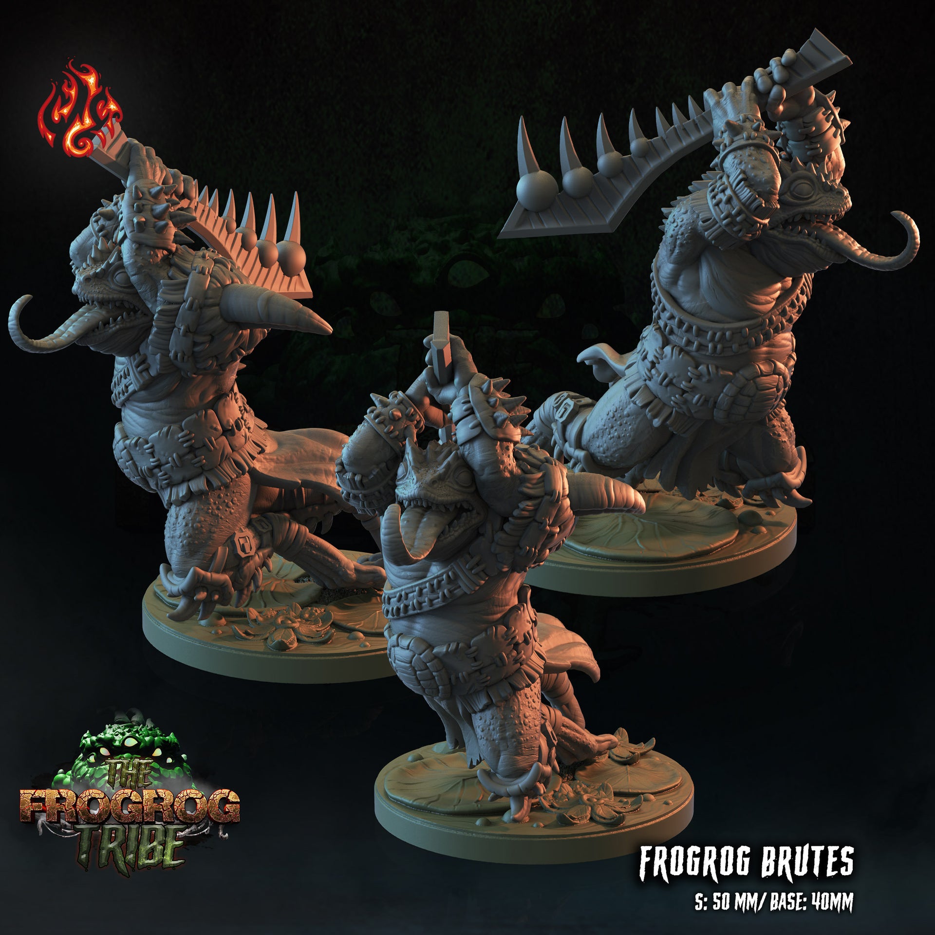 Frogfrog Brutes - Crippled God Foundry - Frogrog Tribe | D&D | 32mm | Lizardfolk | Toad | Frog | Barbarian