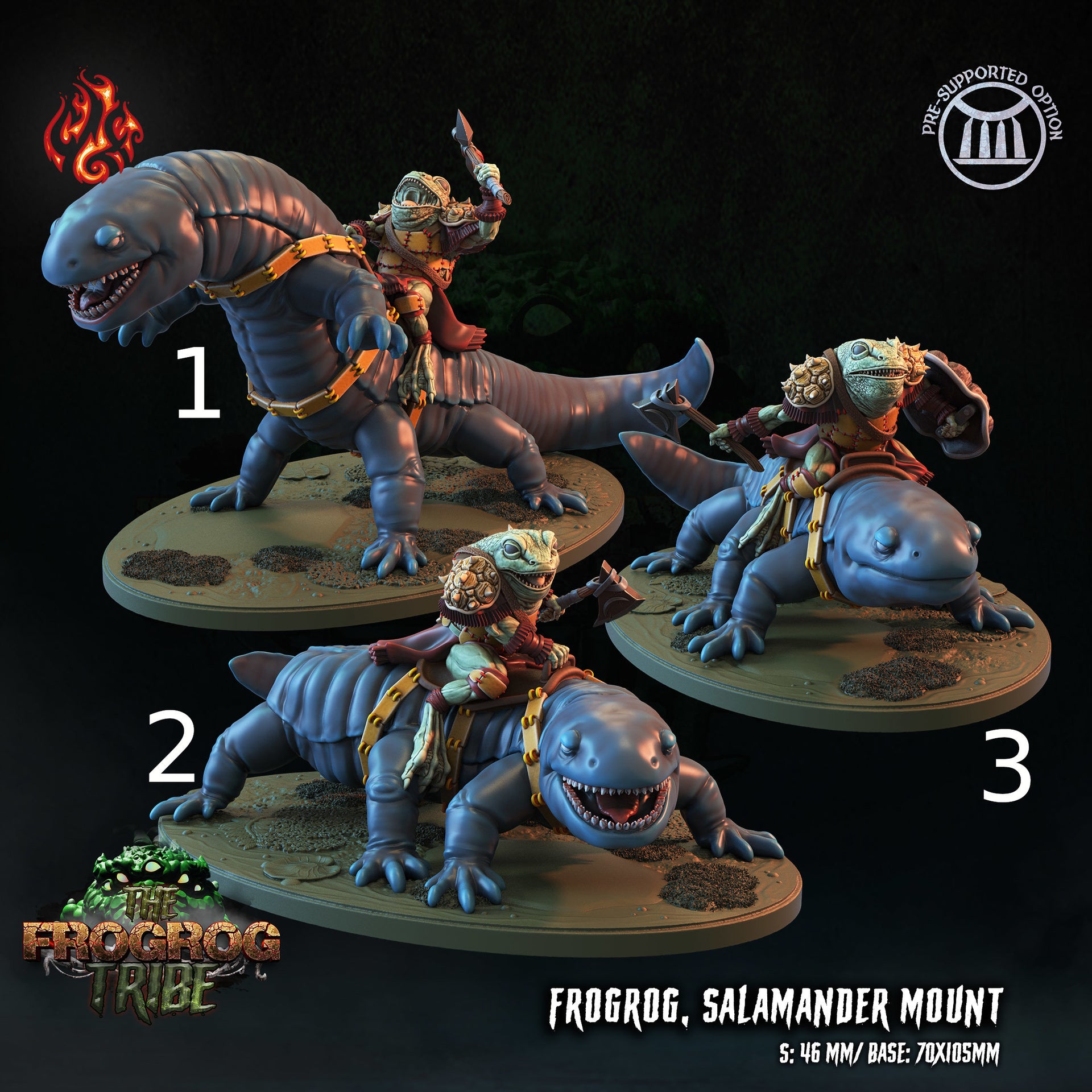 Frogrog Salamander mounts - Crippled God Foundry - Frogrog Tribe | D&D | 32mm | Lizardfolk | Toad | Frog | Cavalry