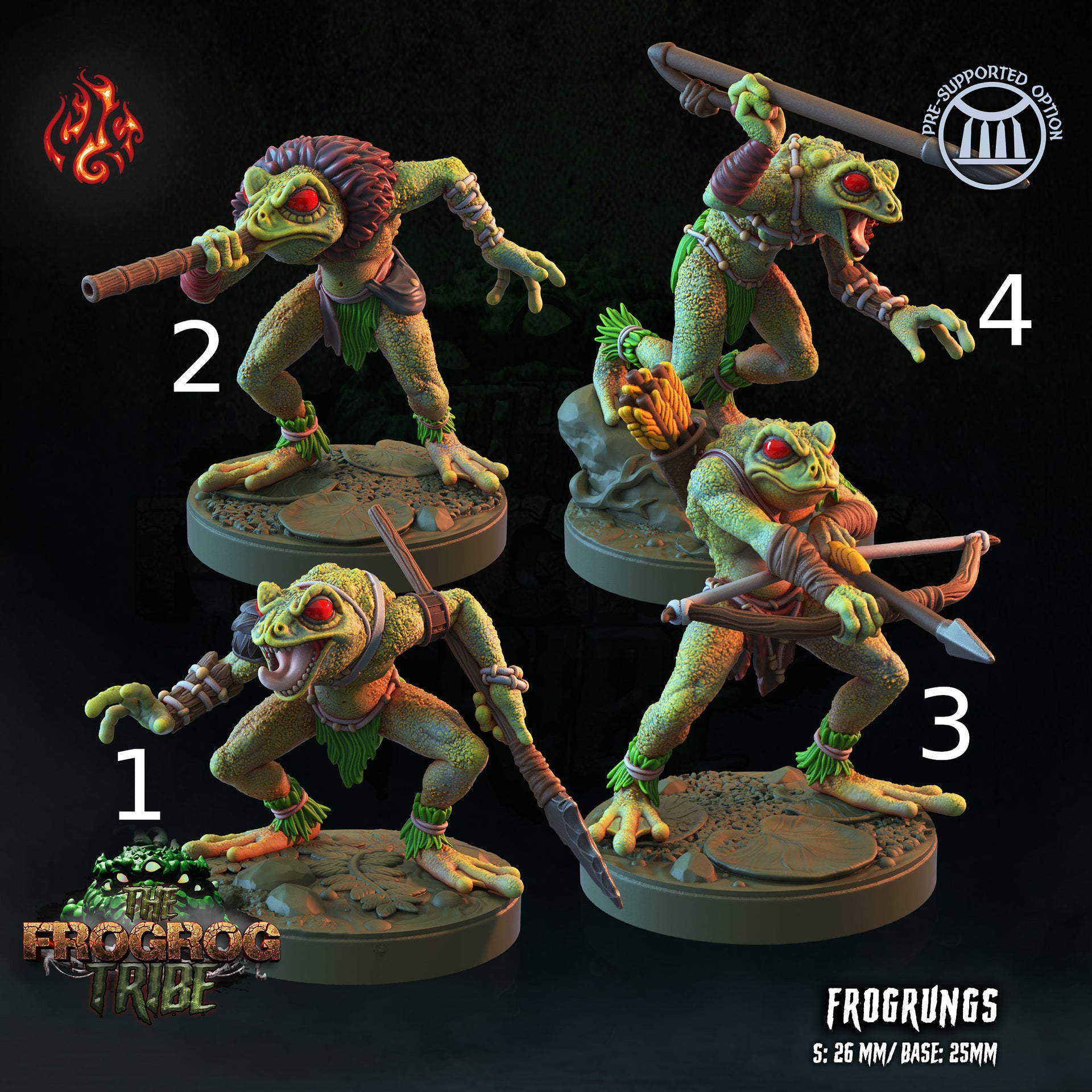 Frogfrog Warriors - Crippled God Foundry - Frogrog Tribe | D&D | 32mm | Lizardfolk | Toad | Frog | Barbarian